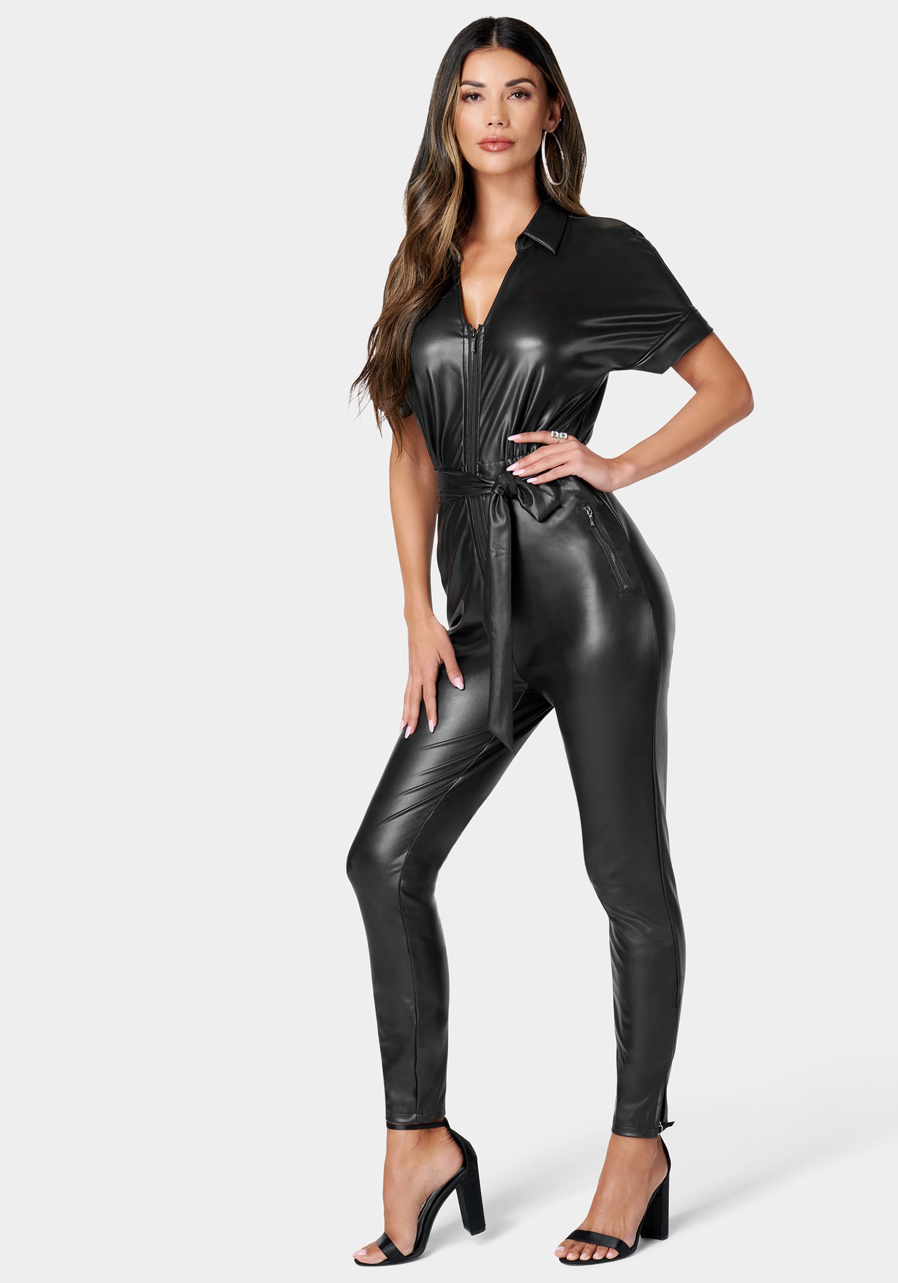 Vegan Leather Moto Jumpsuit