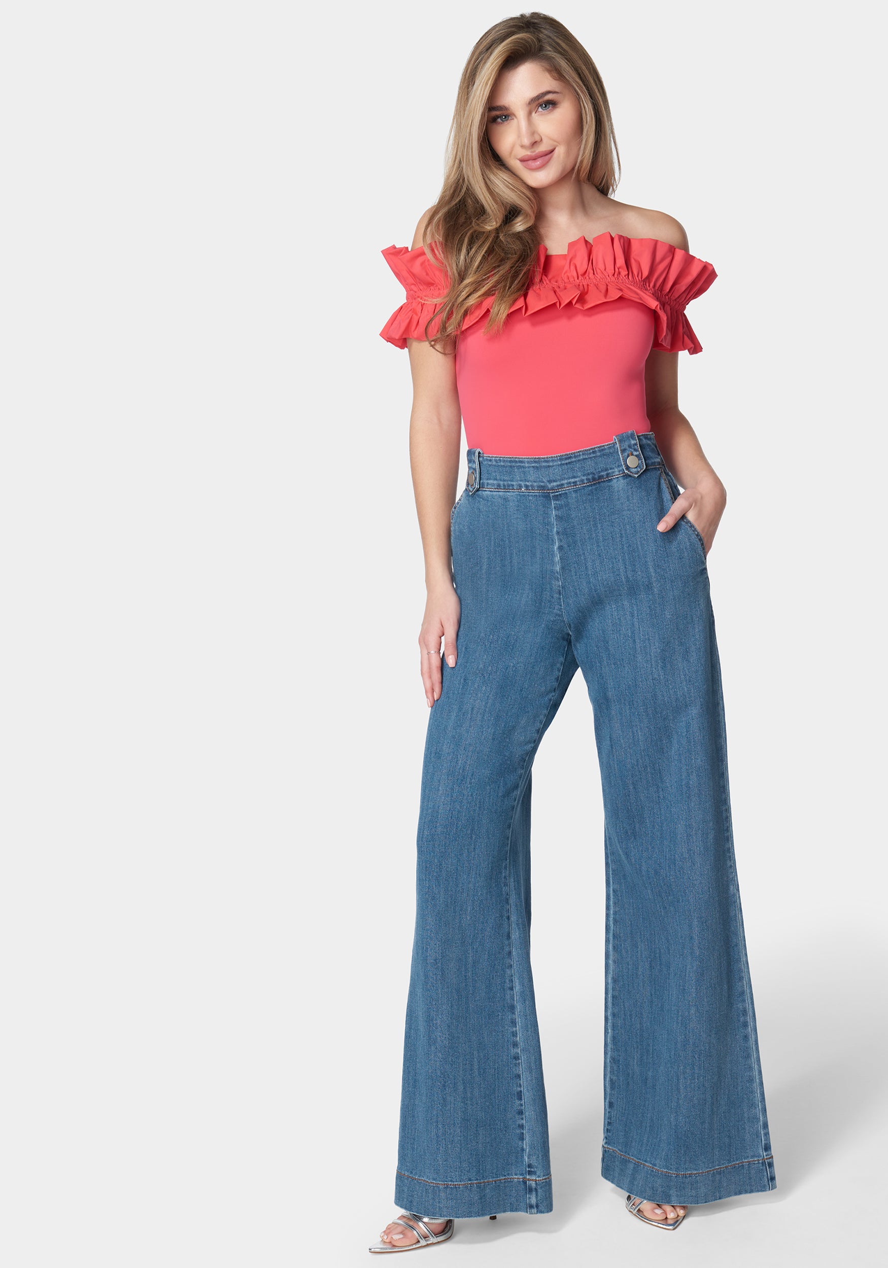 High Waist Ultra Wide Leg Light Weight Denim