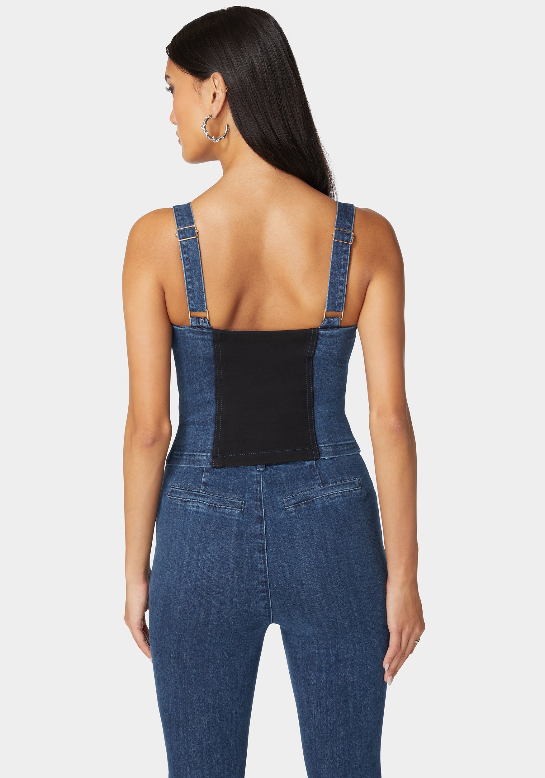 Pdr Combo Zip Front Denim Corset