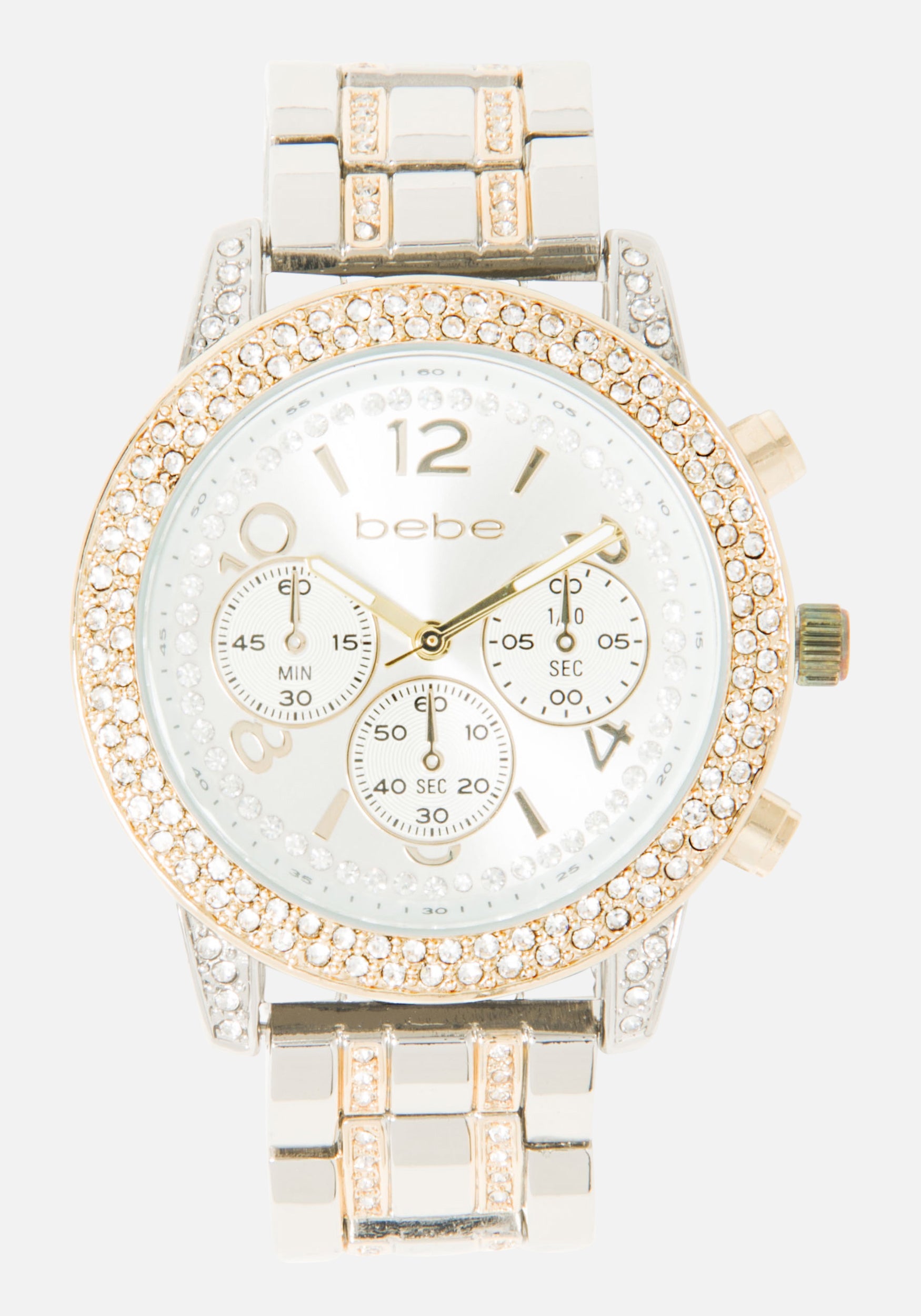 Double Row Crystal Bezel 3 Band Watch