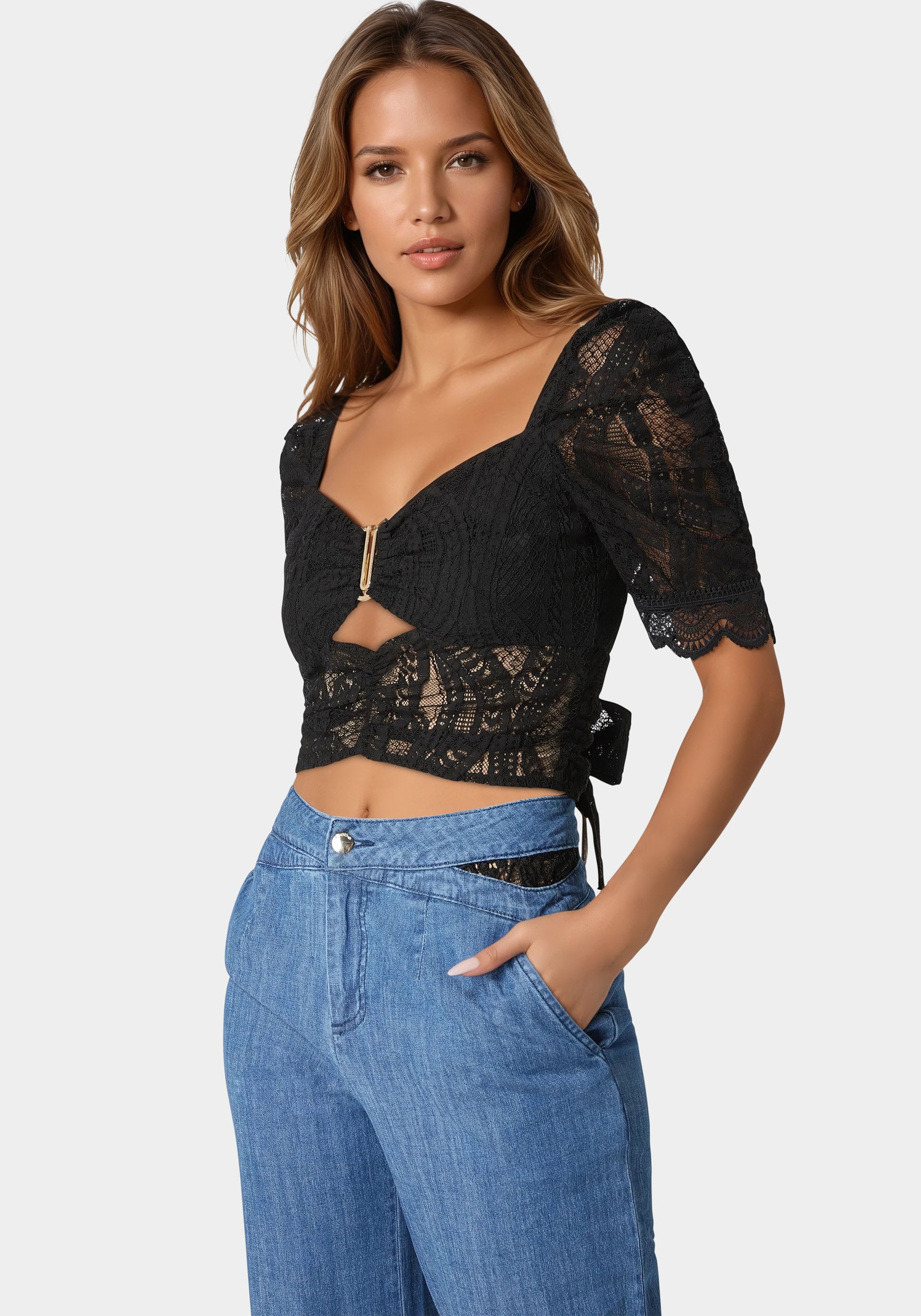 Puff Sleeve Lace Top