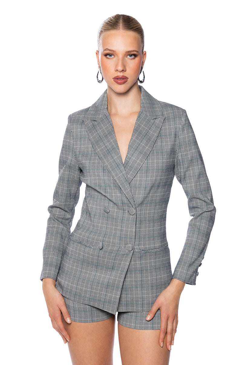 CERISE PLAID BLAZER