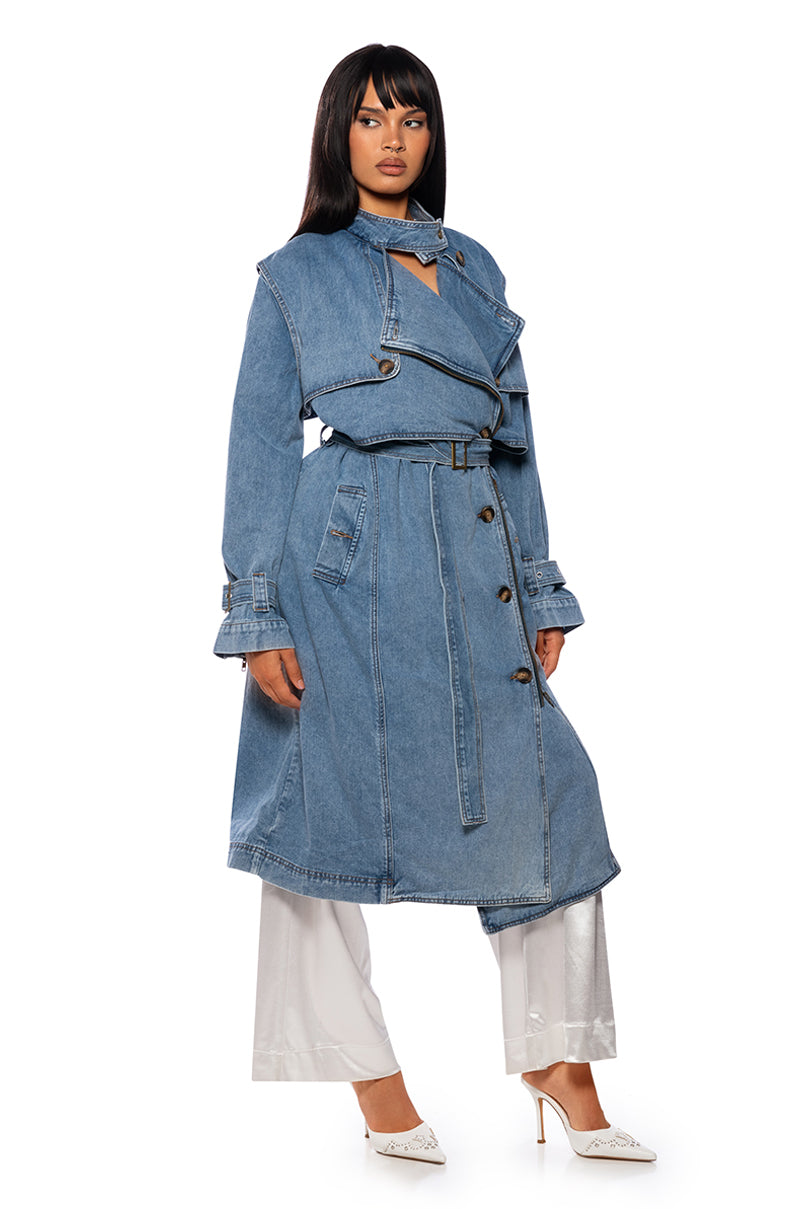 TOOK A WALK ON BLOOME DENIM TRENCH