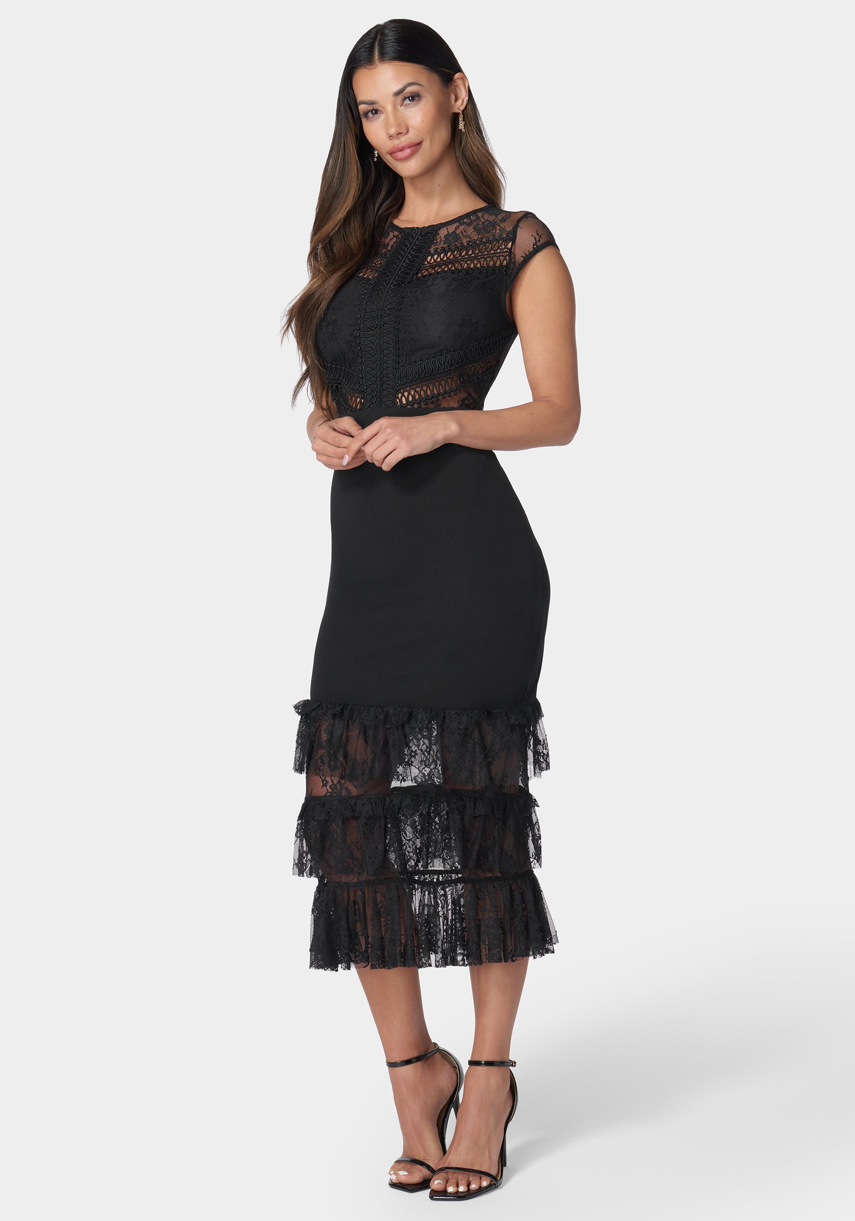 Tiered Lace Midi Dress