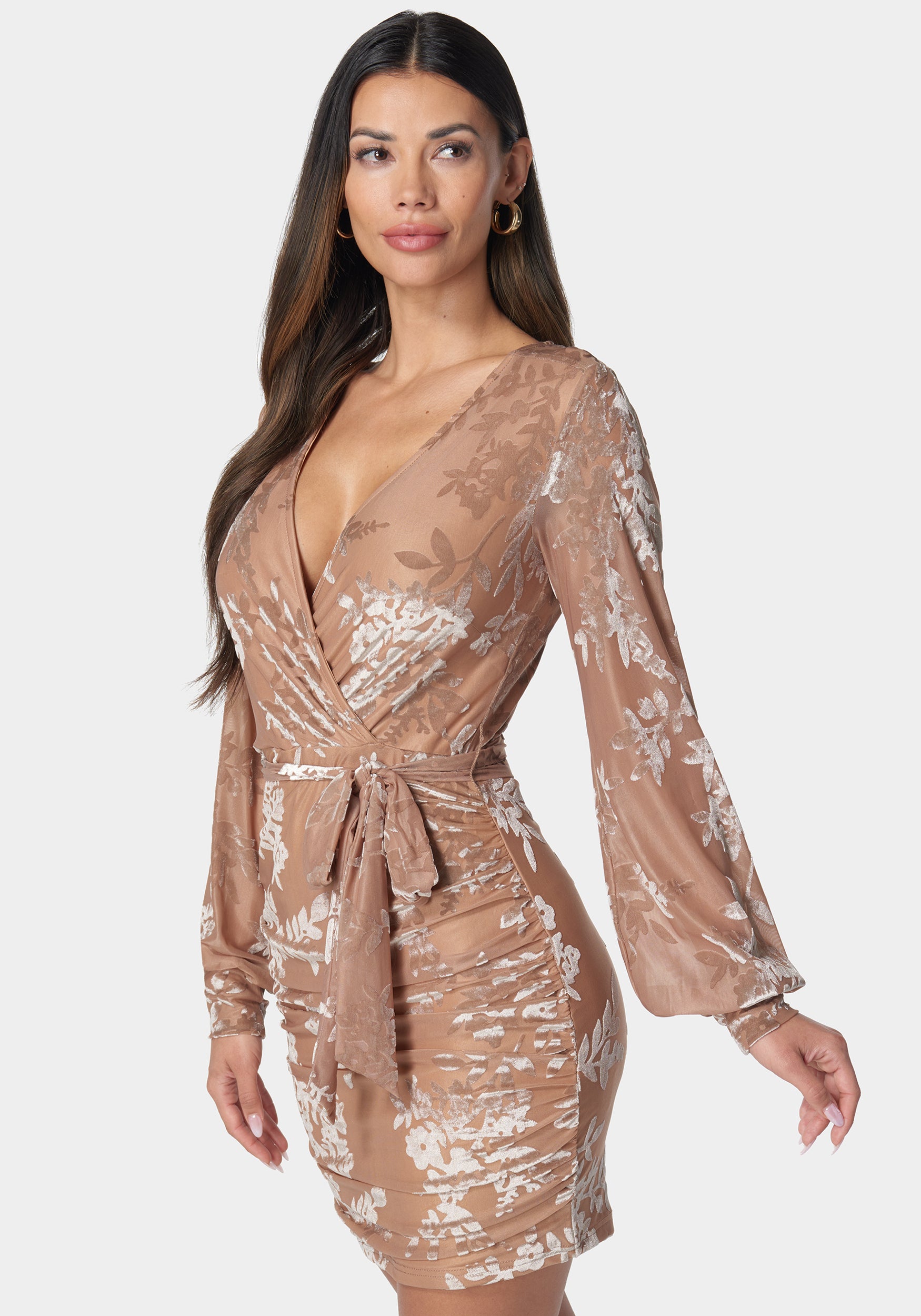 Surplice Burnout Mini Dress