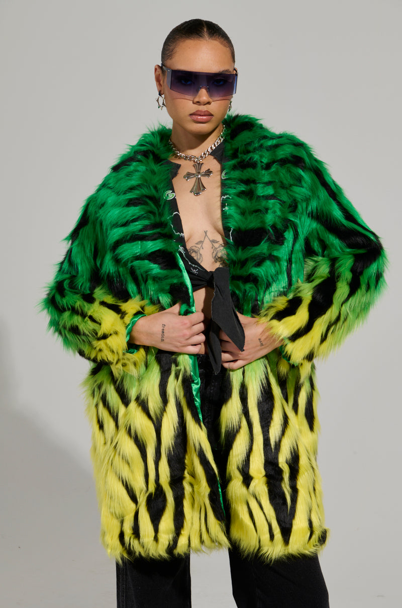 SOUND THE ALARM FAUX FUR COAT