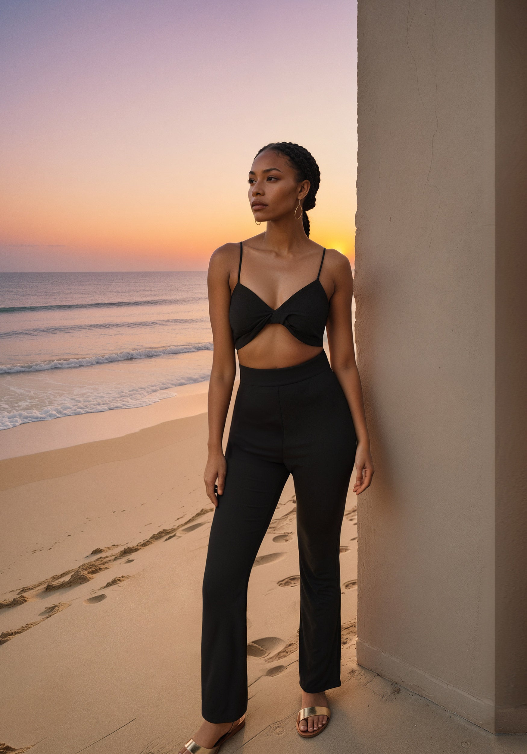 Twist Front Wide Leg Jumpsuit