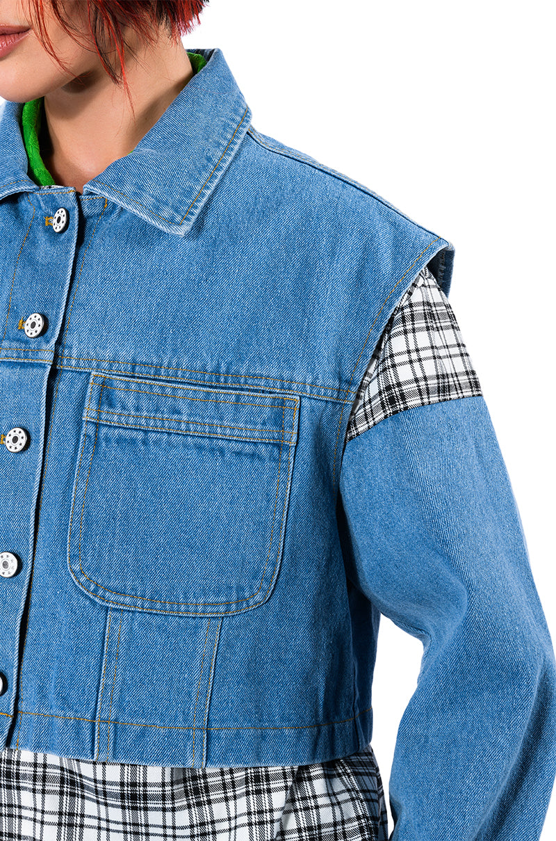 SPRING PLAIDS DENIM JACKET