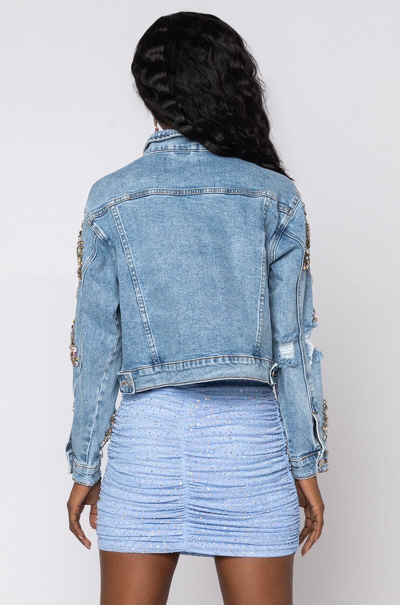 GLAMOROUS LIFE RHINESTONE JEAN JACKET