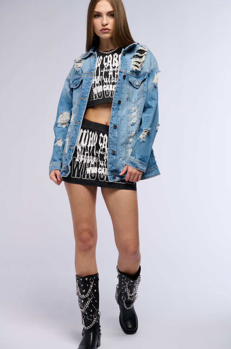 SUNNY DAY DISTRESSED DENIM JACKET