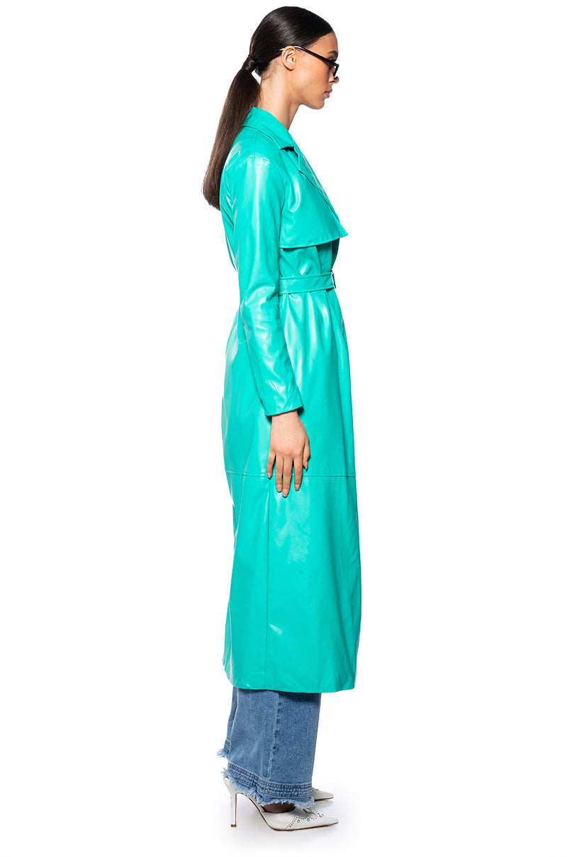 TIFFANY FAUX LEATHER TRENCH