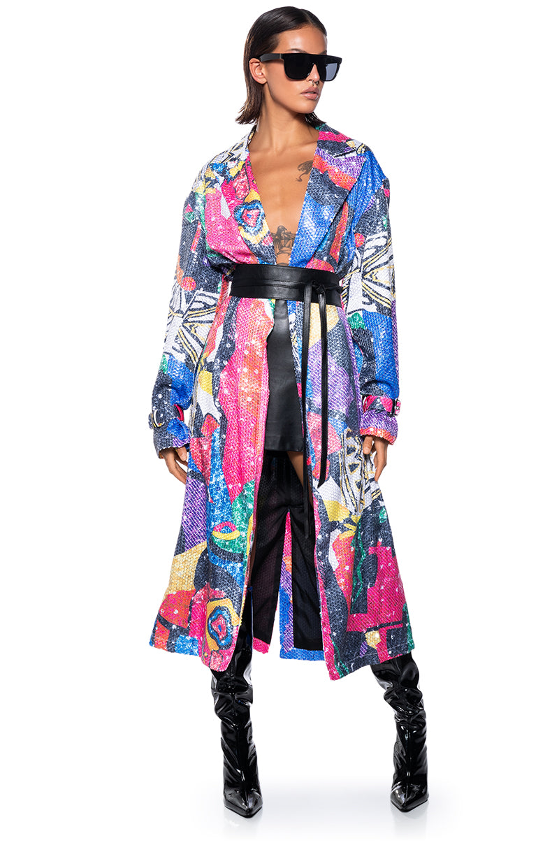 TAKE BACK THE NIGHT SEQUIN TRENCH