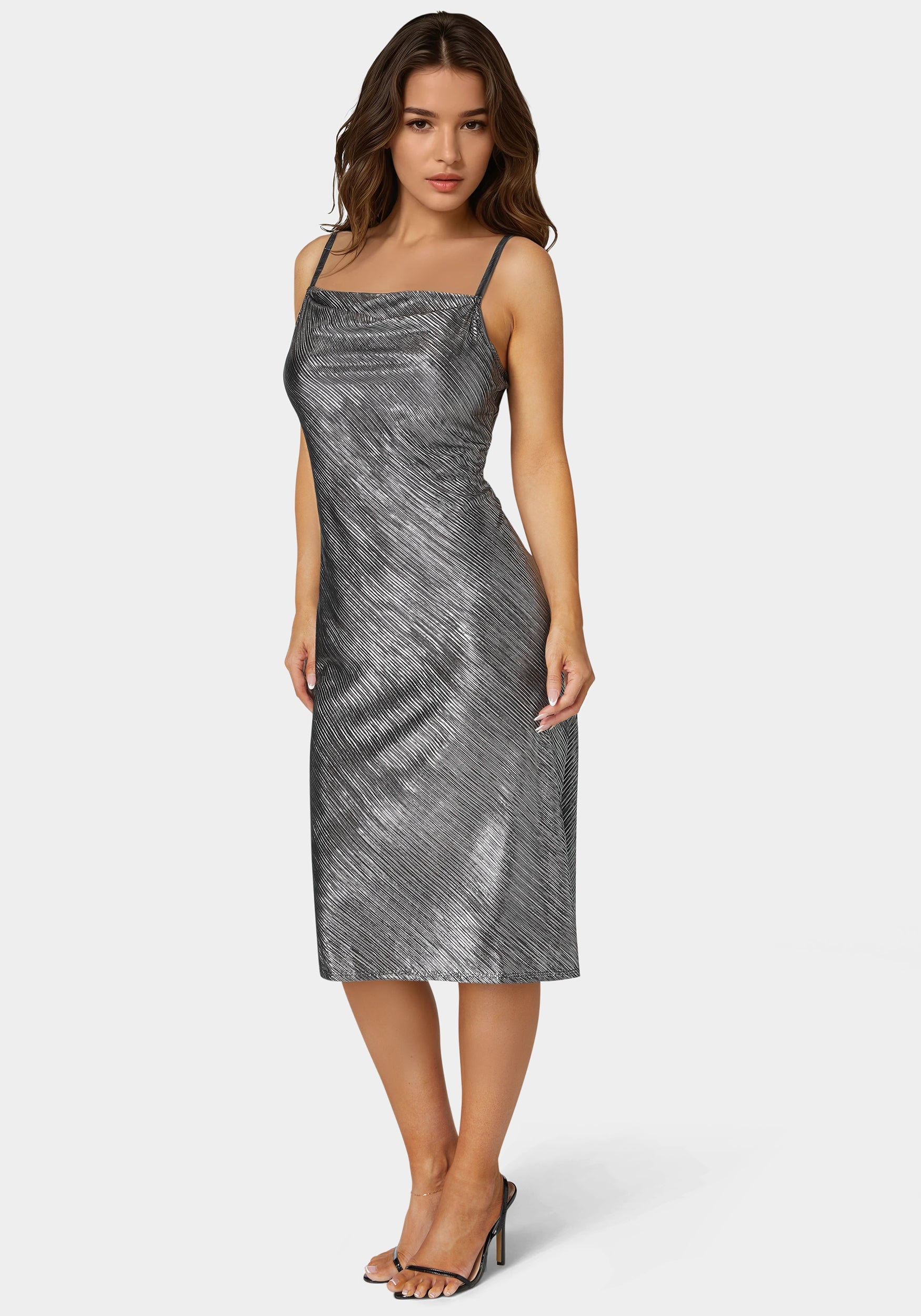 Metallic Dulce Pleat Midi Dress