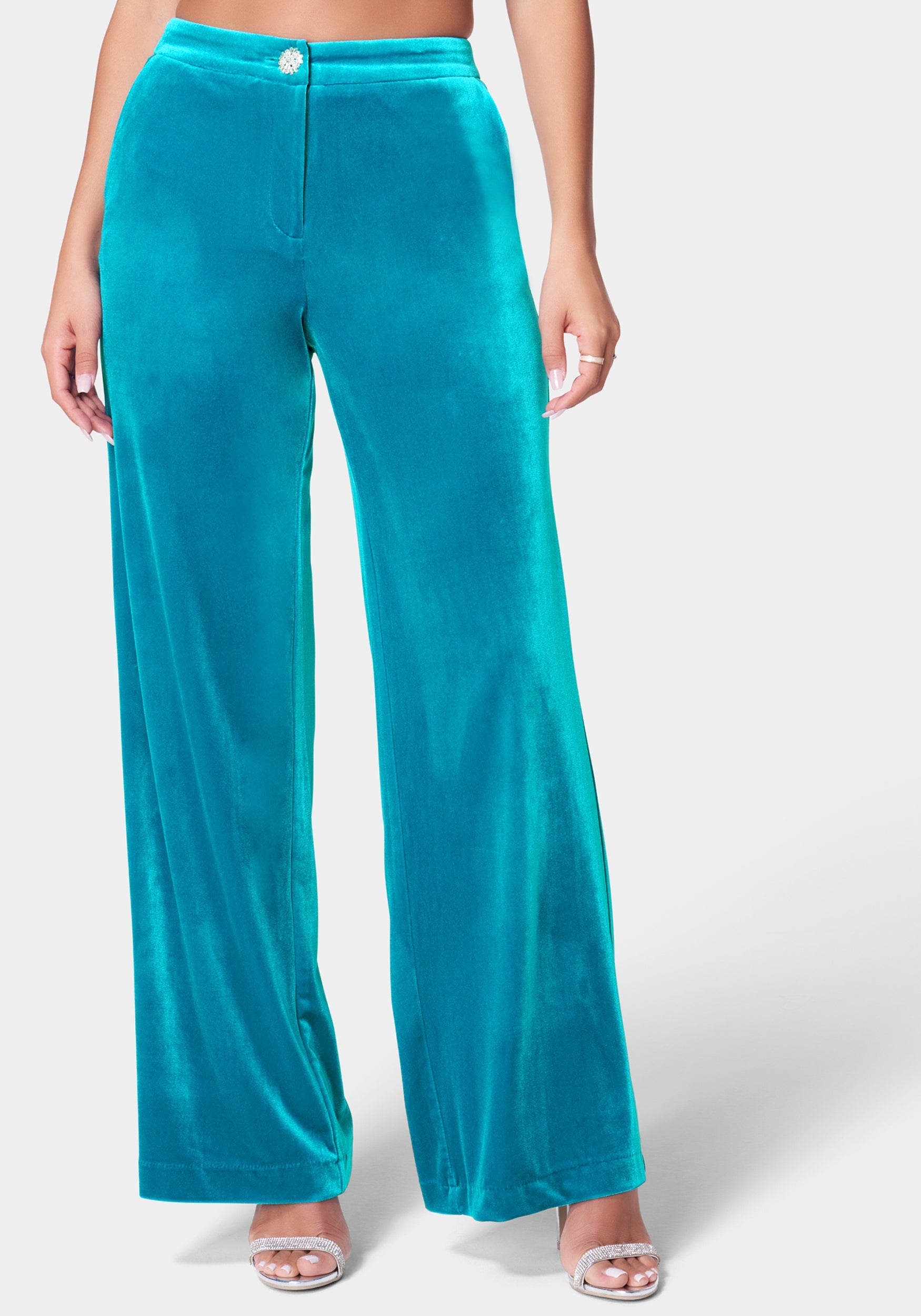 High Waist Wide Leg Velour Pant