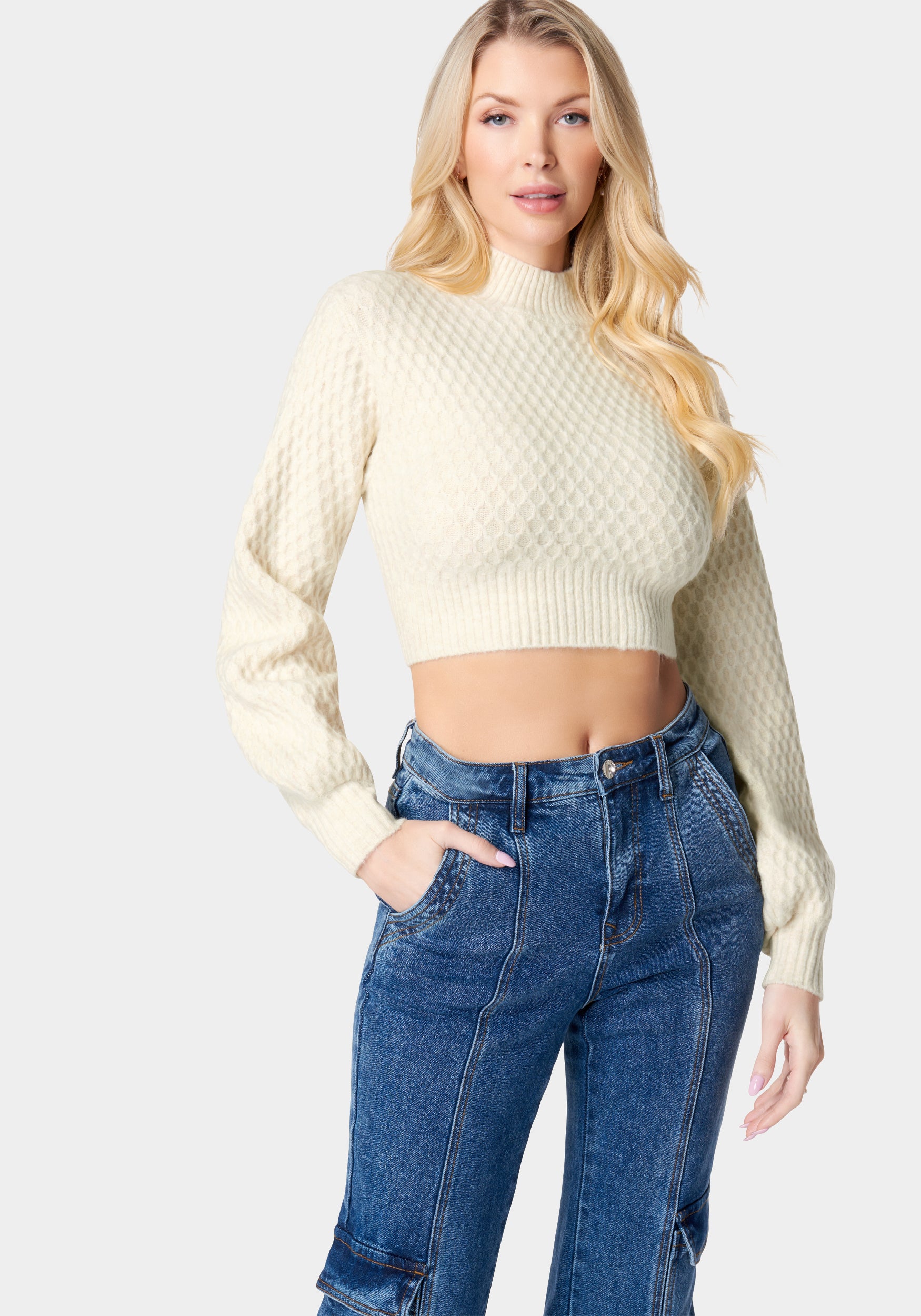 Open Back Mock Neck Sweater