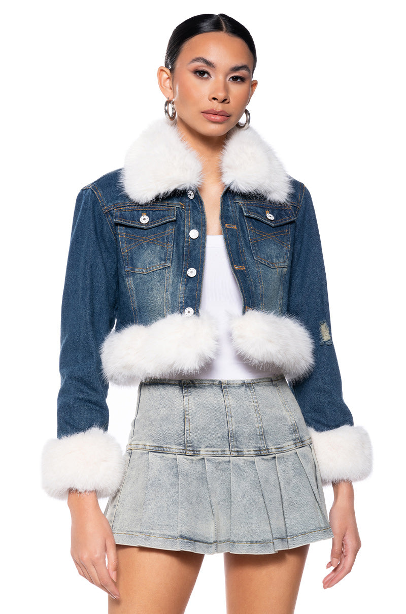 WHEN YOU KNOW YOU KNOW DENIM FUR JACKET