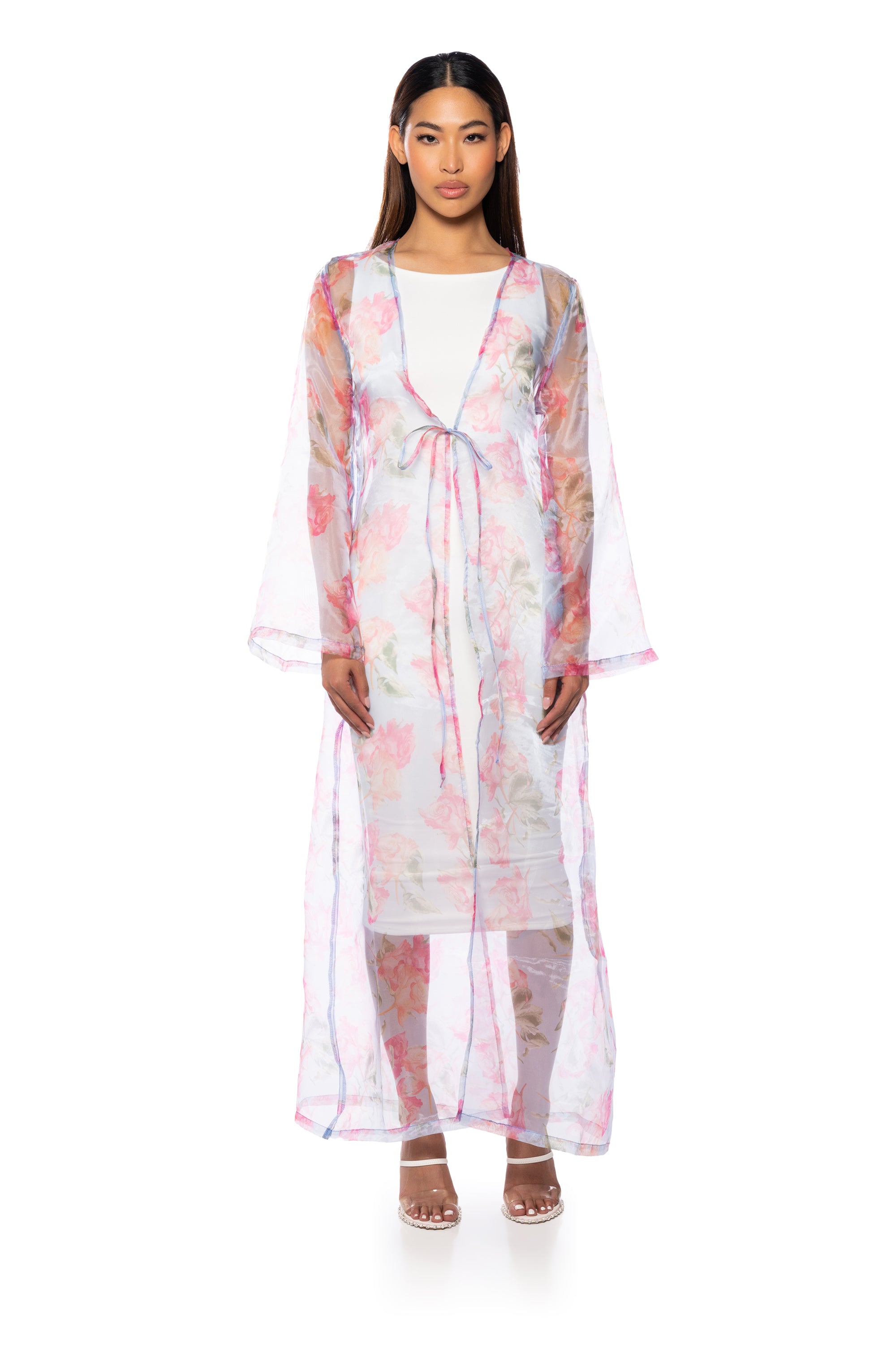 NOW AND FOREVER FLORAL CHIFFON DUSTER