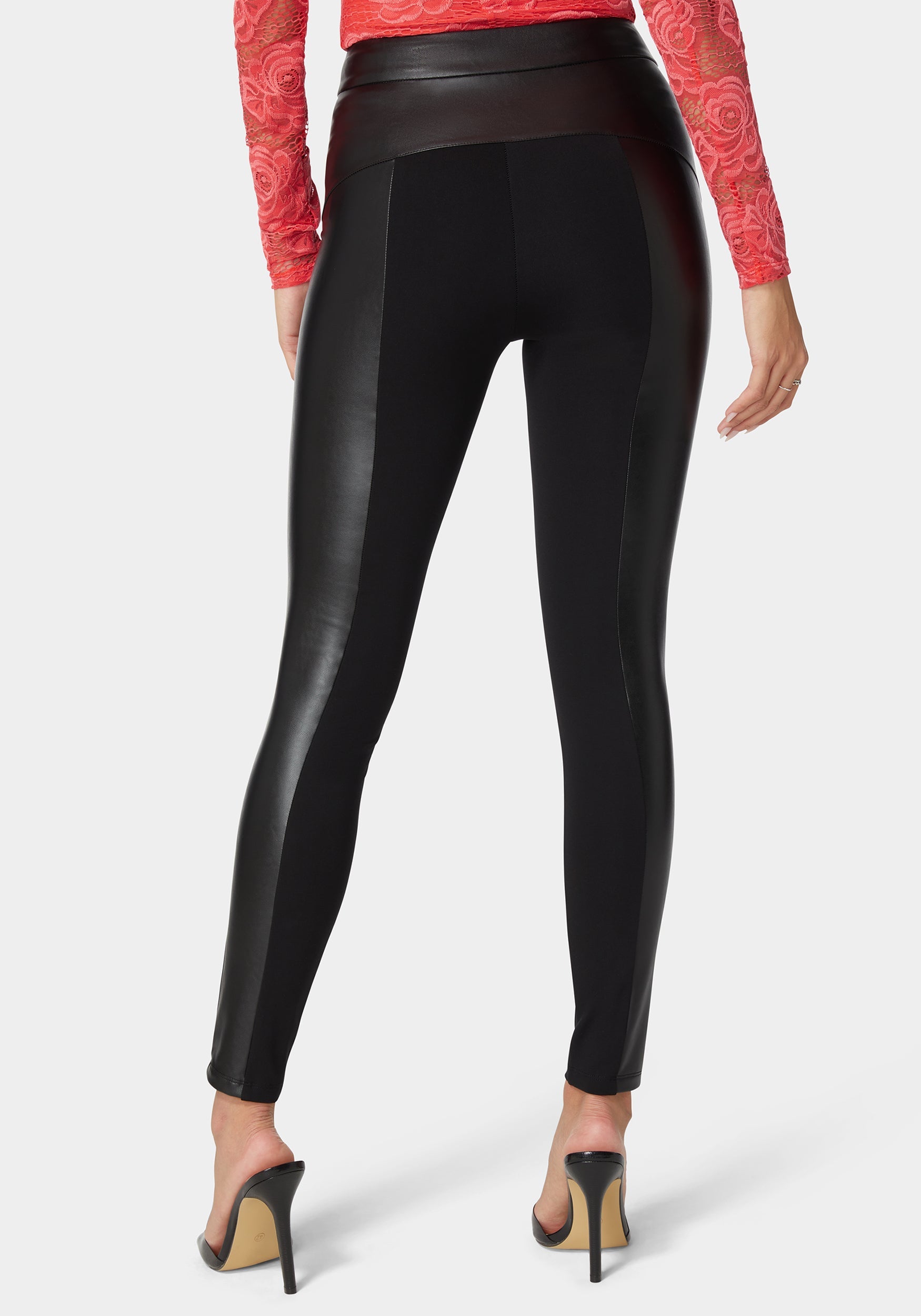 High Waist Vegan Leather Combo Pdr Legging