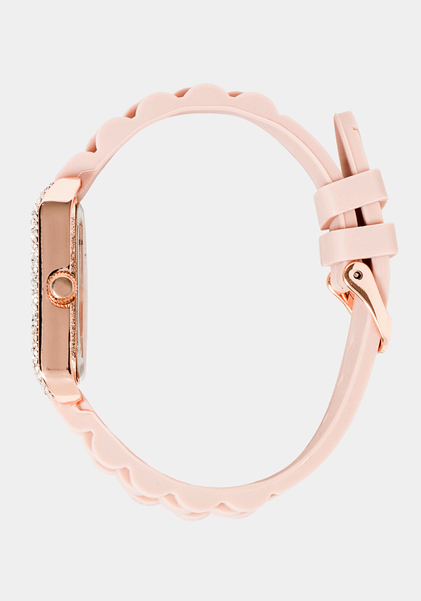 Rose Gold Square Crystal Bezel Roman Numeral Watch