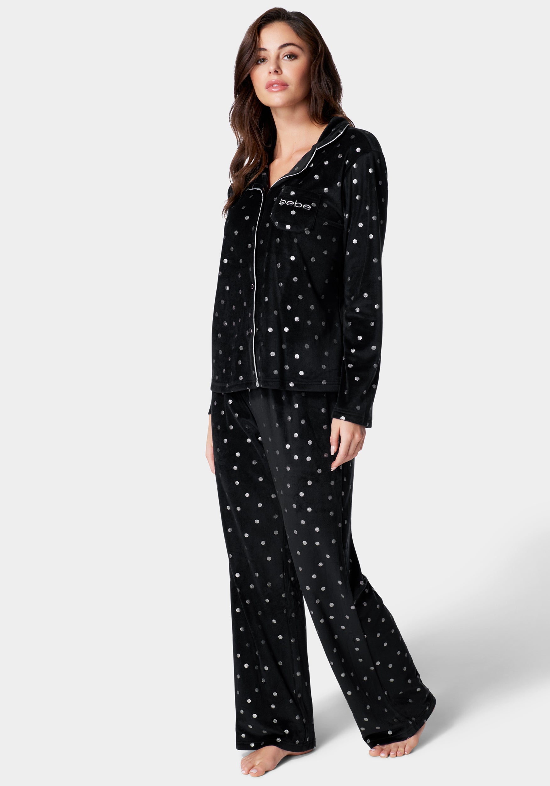 Silver Foil Plush Pajama Set