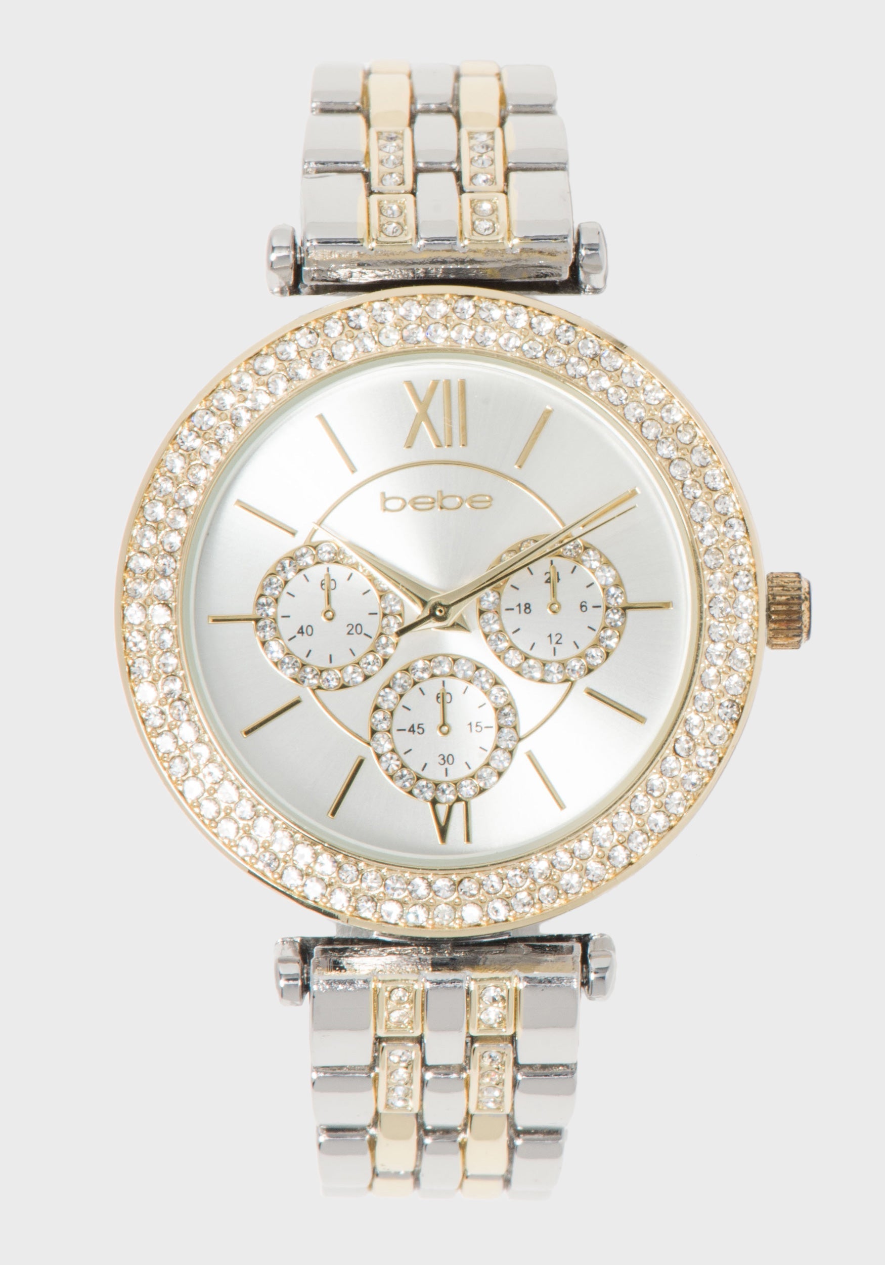 Two-Tone Gold & Silver Crystal Bezel Watch