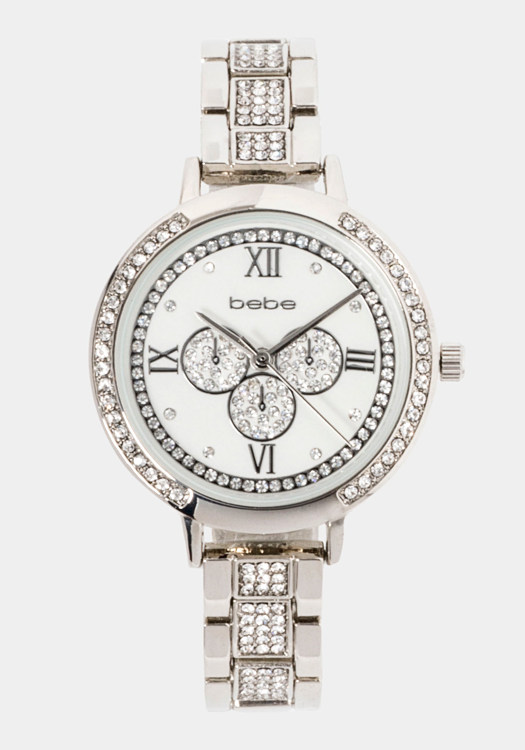 Silver Crystal Bezel Roman Numeral Watch