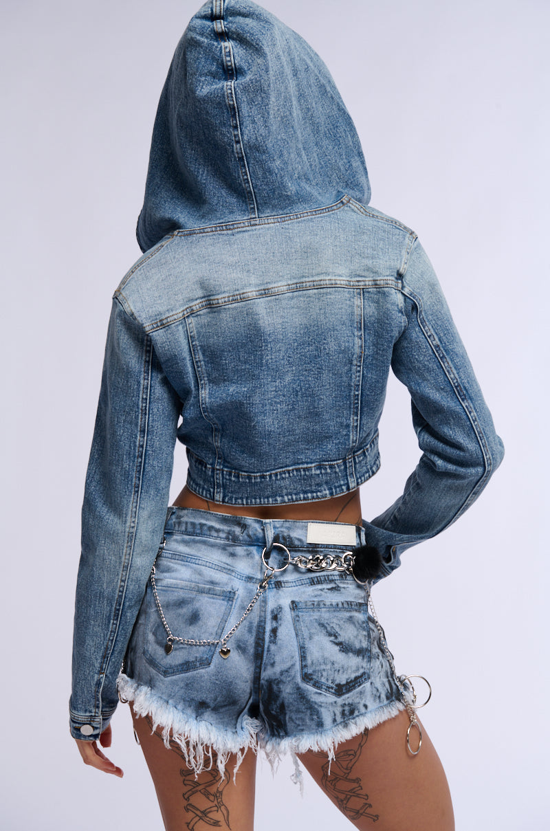 GOOD IN THE HOOD CROPPED DENIM JACKET