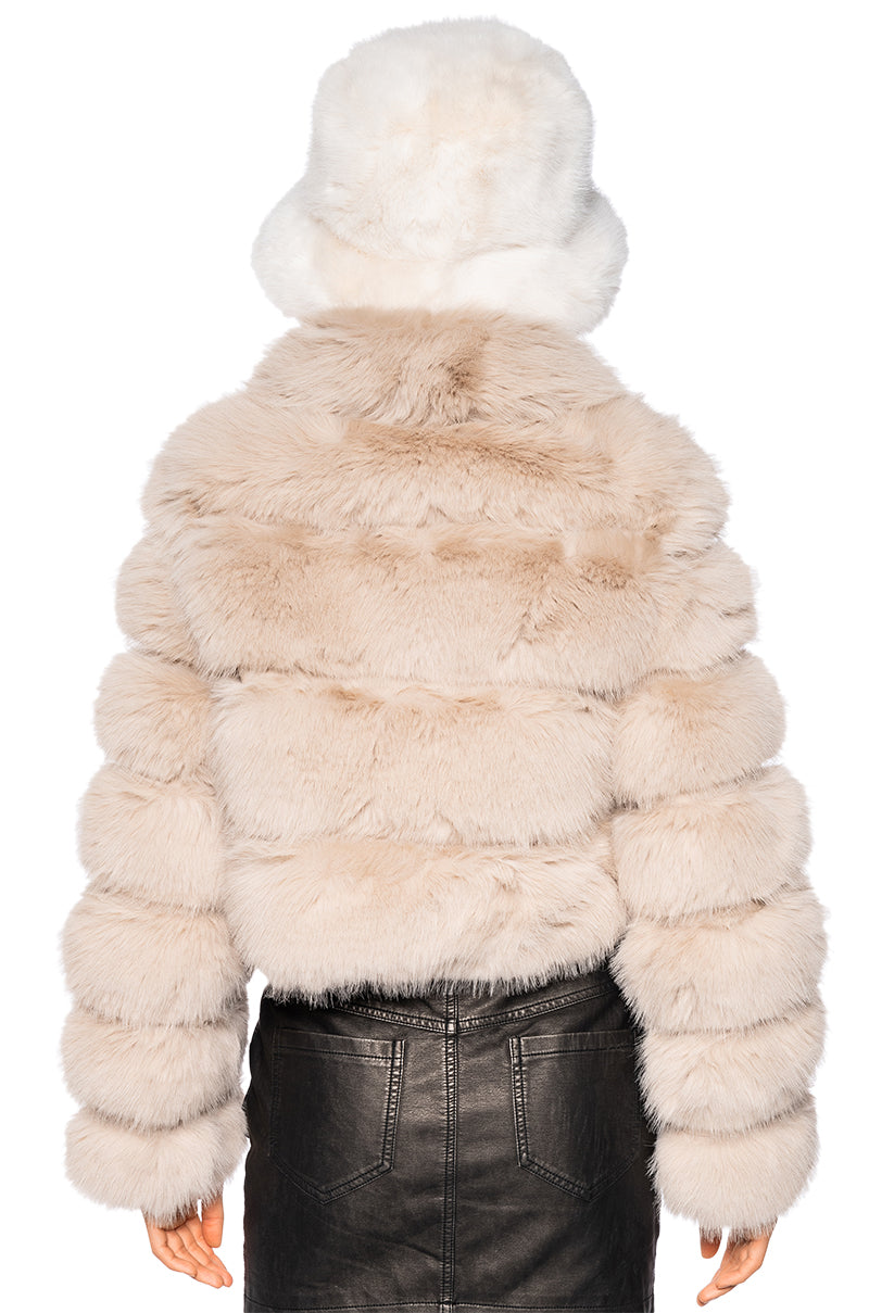 AZALEA WANG KOKO FAUX FUR ZIP UP JACKET