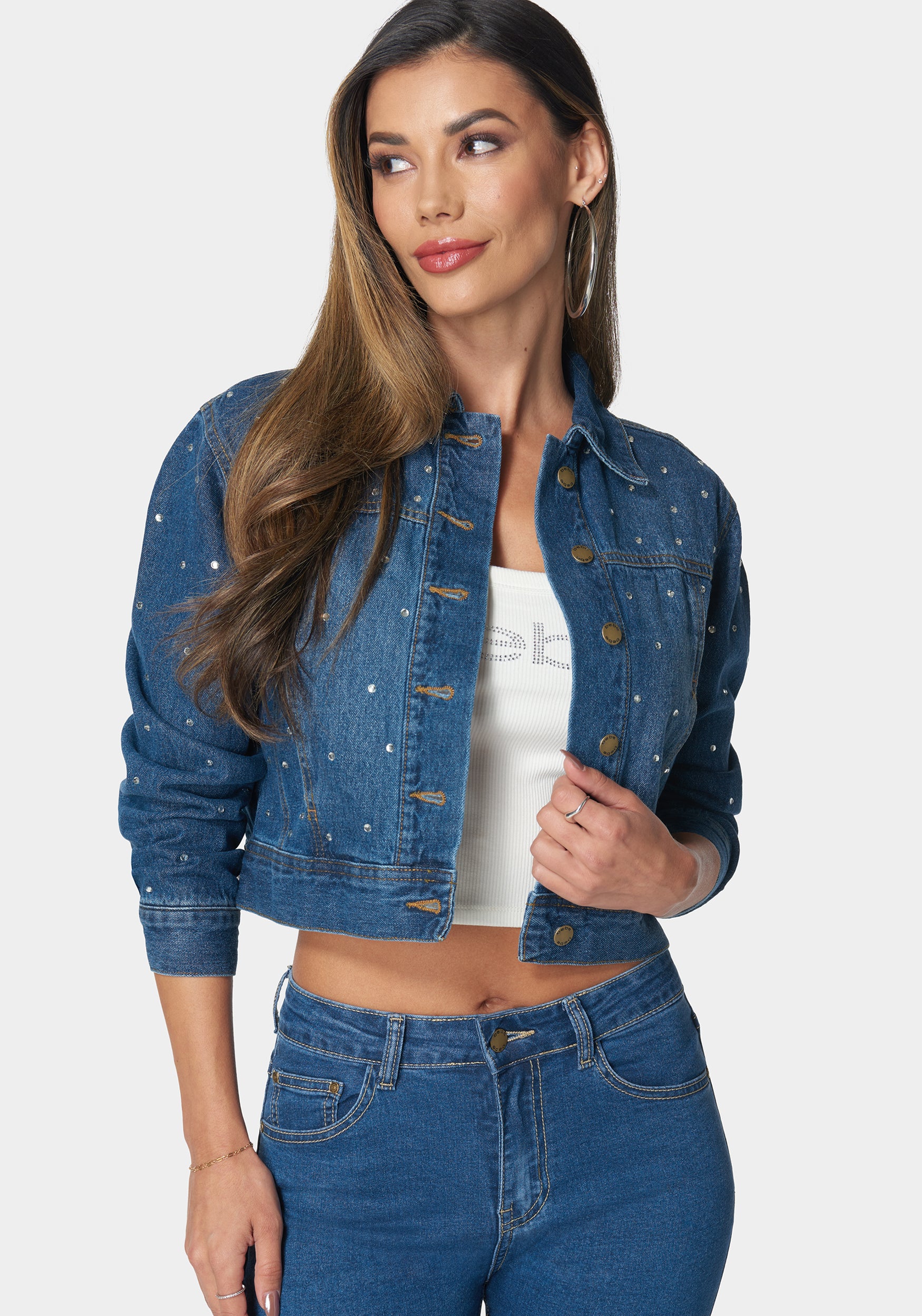 Denim Jacket With Rhinestones