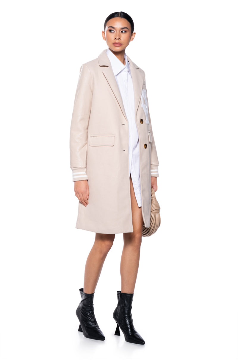 BRENTWOOD VARSITY TRENCH JACKET IN IVORY