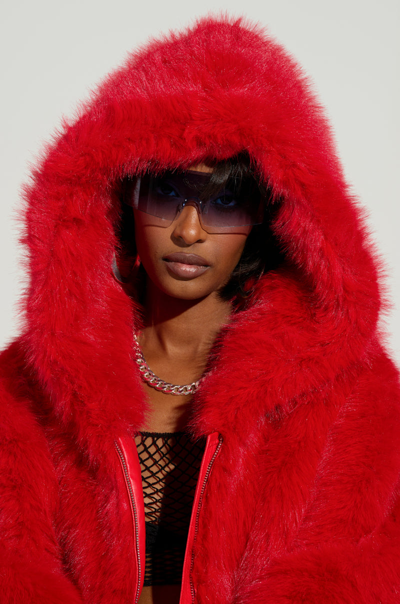 LOOK AT ME NOW HOODED FUR BOMBER