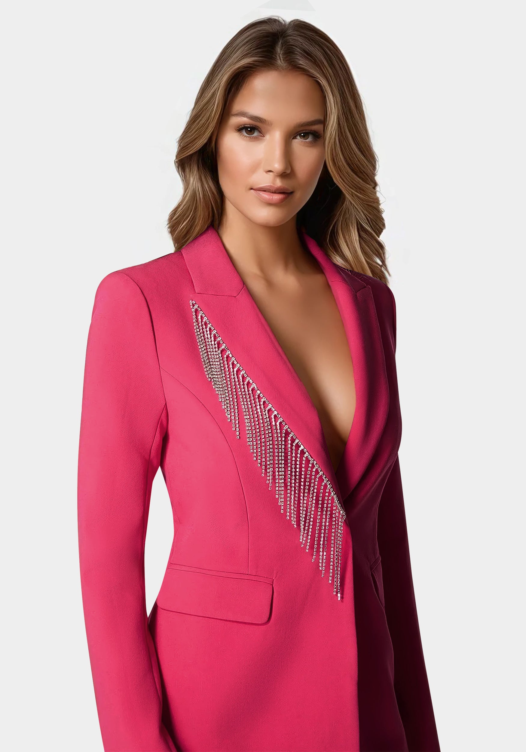 Rhinestone Fringe Tailored Blazer