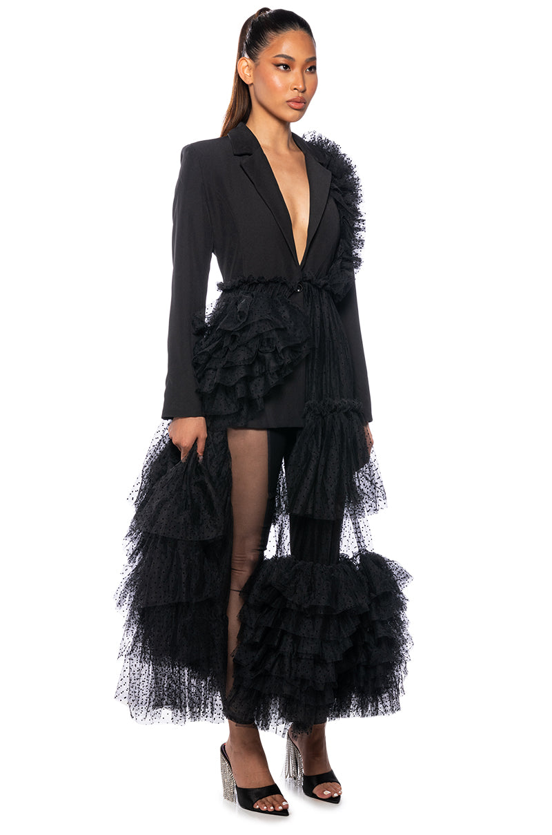 EXAGERATED TULLE BLAZER DRESS JACKET