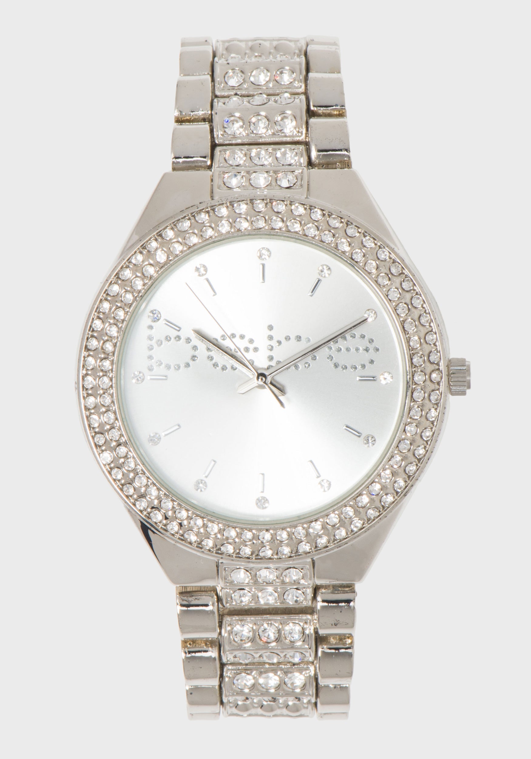 Silver Crystal Bezel Logo Watch