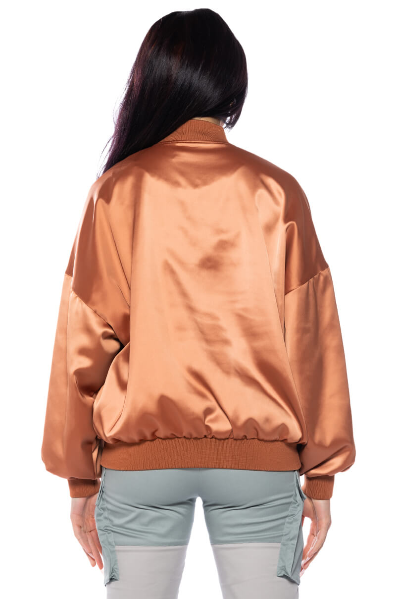 SUNSET DESERT SATIN OVERSIZED BOMBER