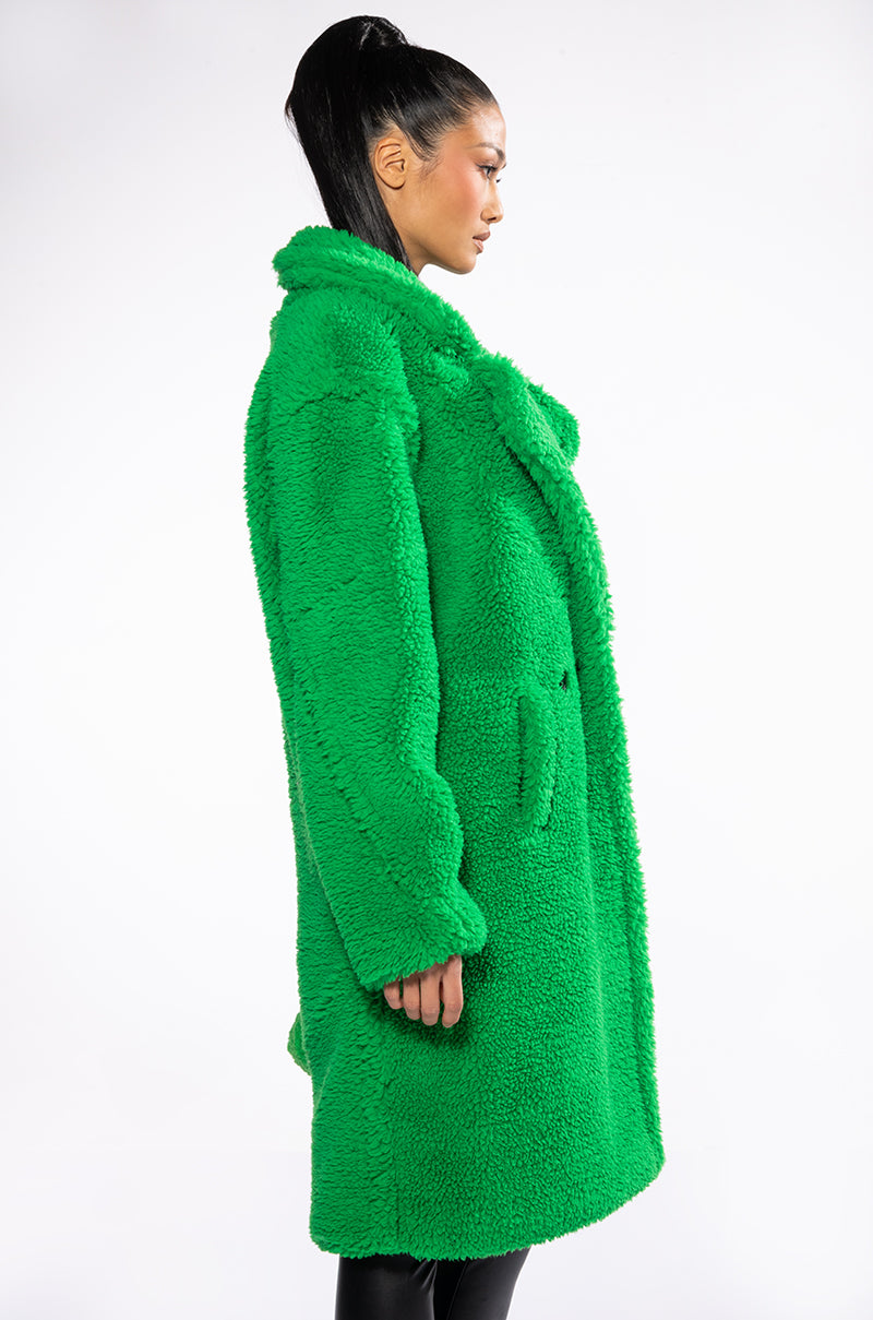 NAOMI LUXE WOOLISH TRENCH IN KELLY GREEN