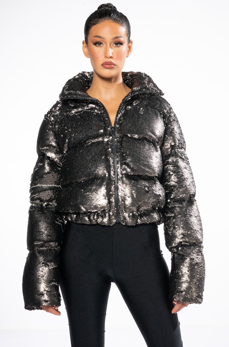 SILK ROAD SEQUIN PUFFER JACKET