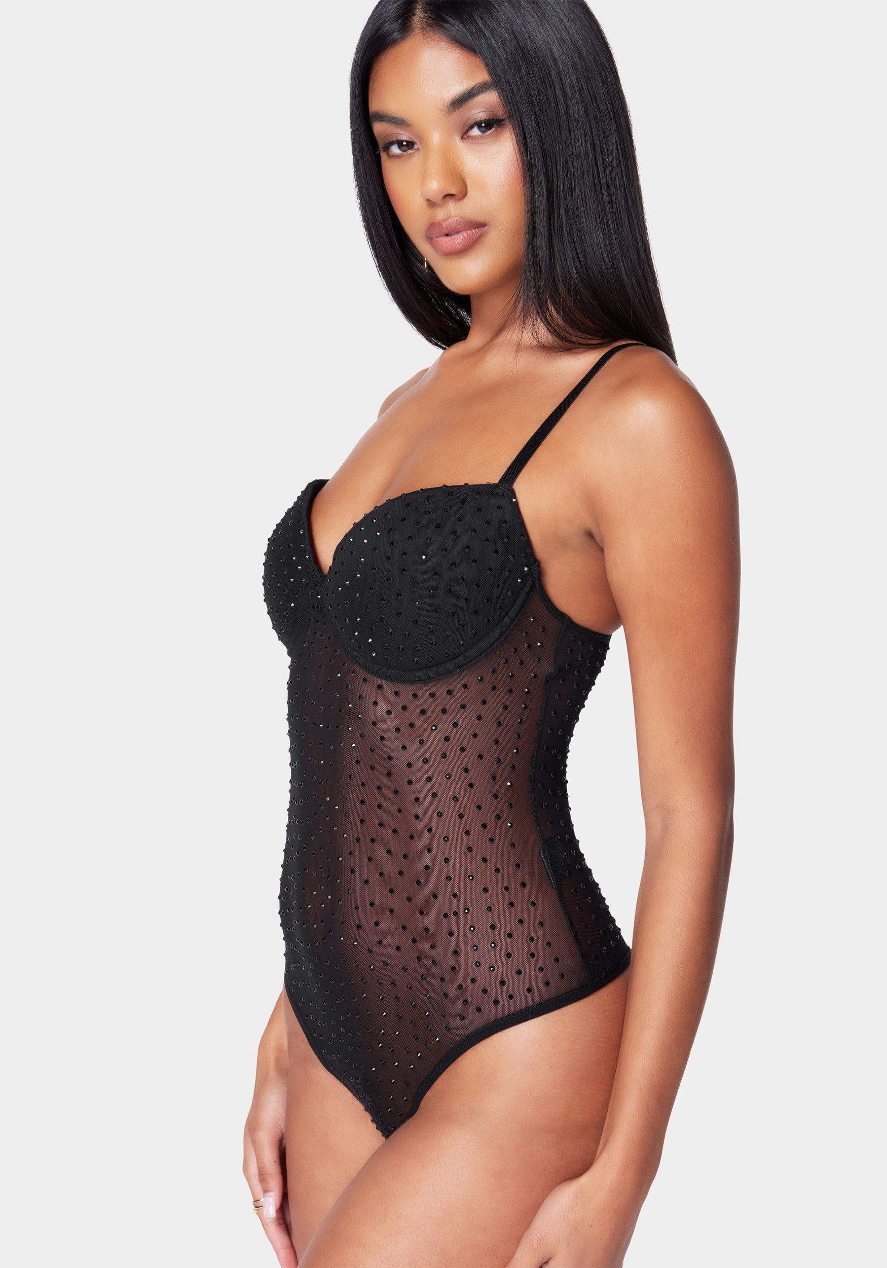 Rhinestone Mesh Bodysuit