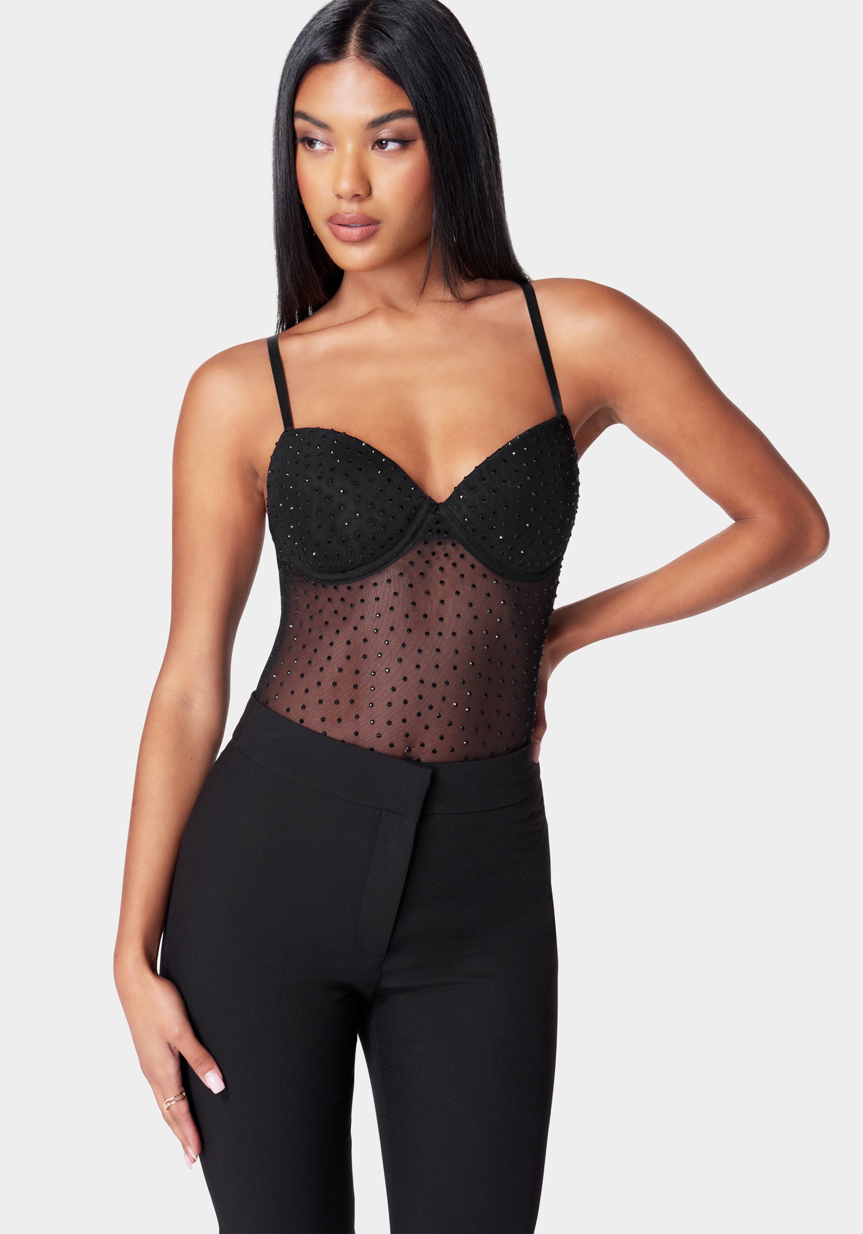 Rhinestone Mesh Bodysuit