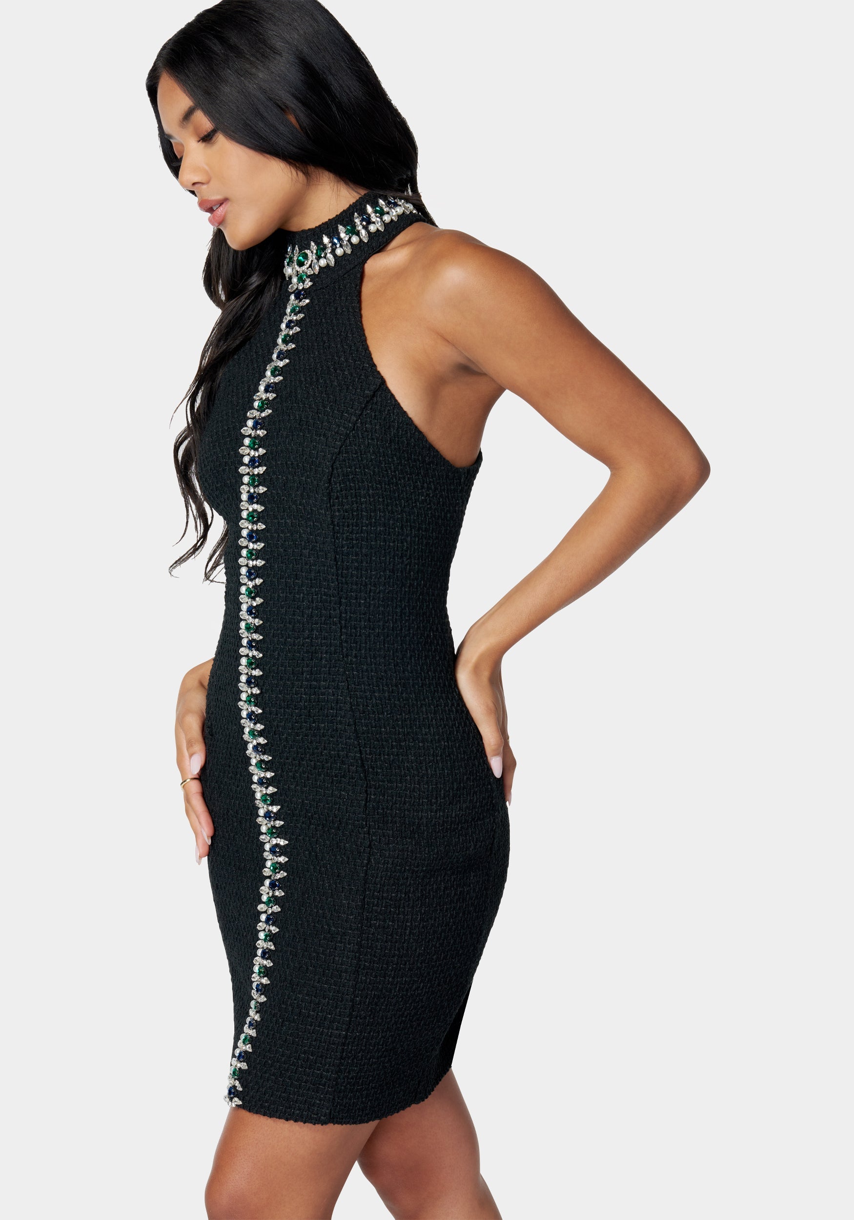 Crystal Knit Halter Neck Dress