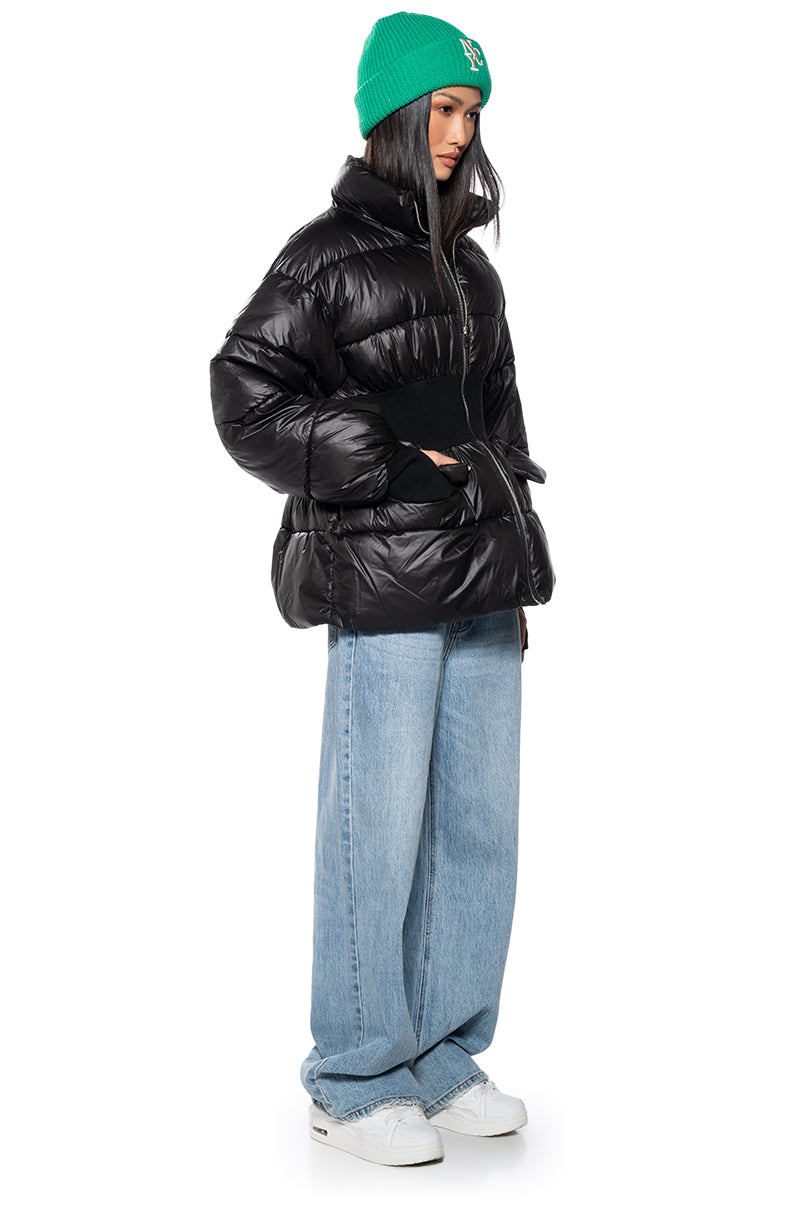 GEORGETOWN PUFFER COAT WITH RIB WAIST