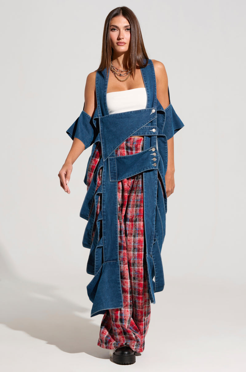 GEO CUTOUT DENIM DUSTER