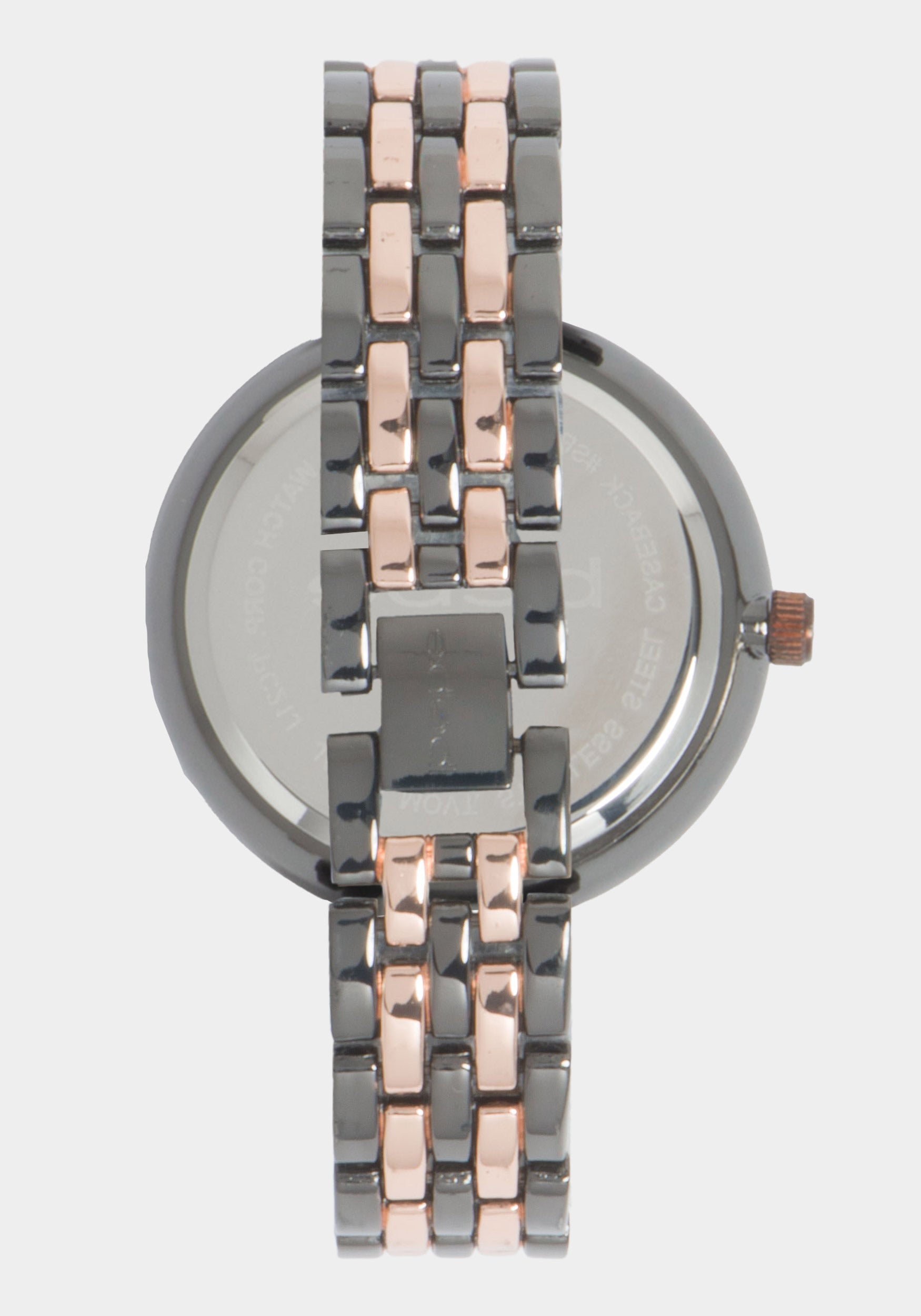 Glossy Gun Metal Dial Crystal Bezel Watch