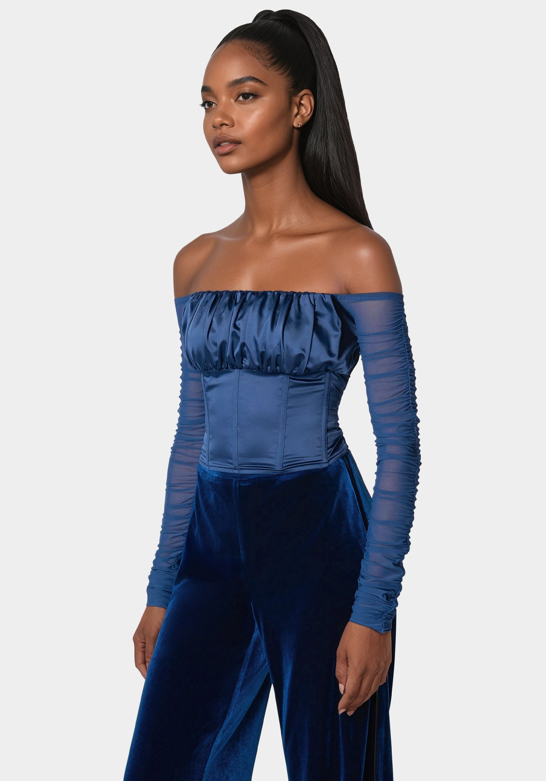 Off Shoulder Satin Corset