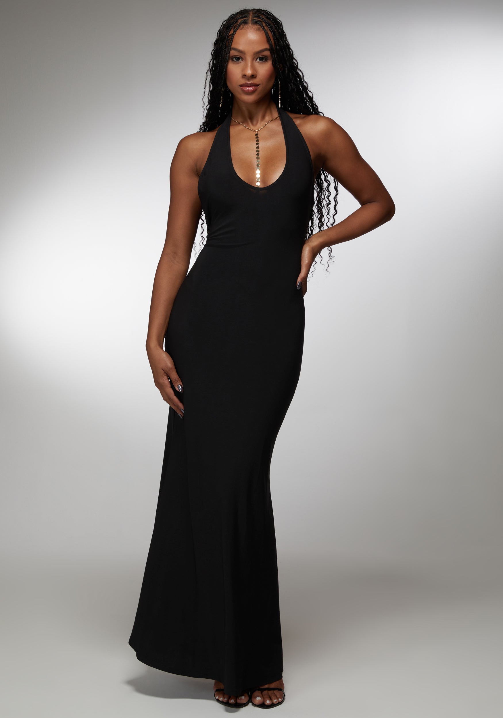 Plunge Neck Maxi With Body Chain