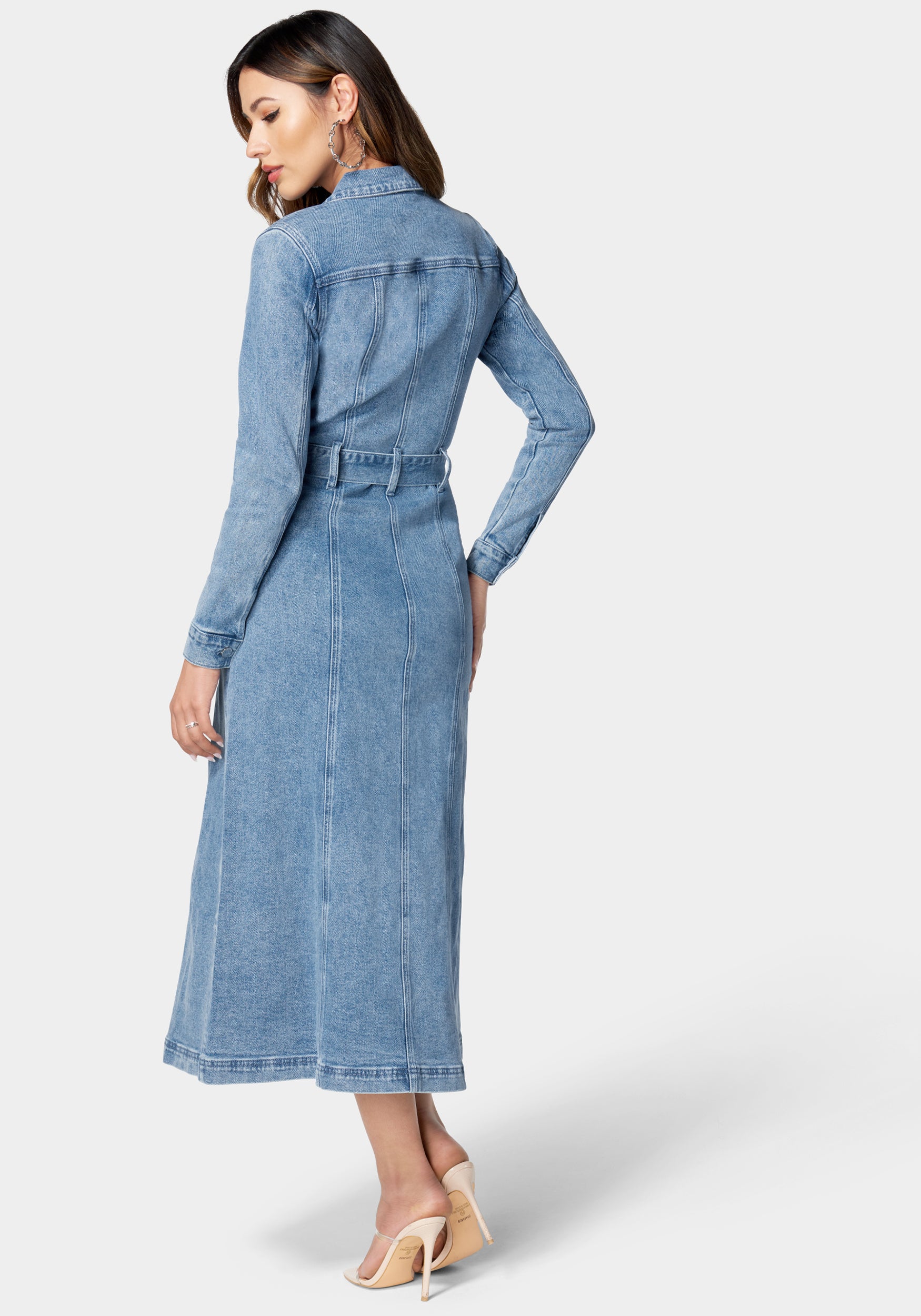 Button Down Long Denim Dress