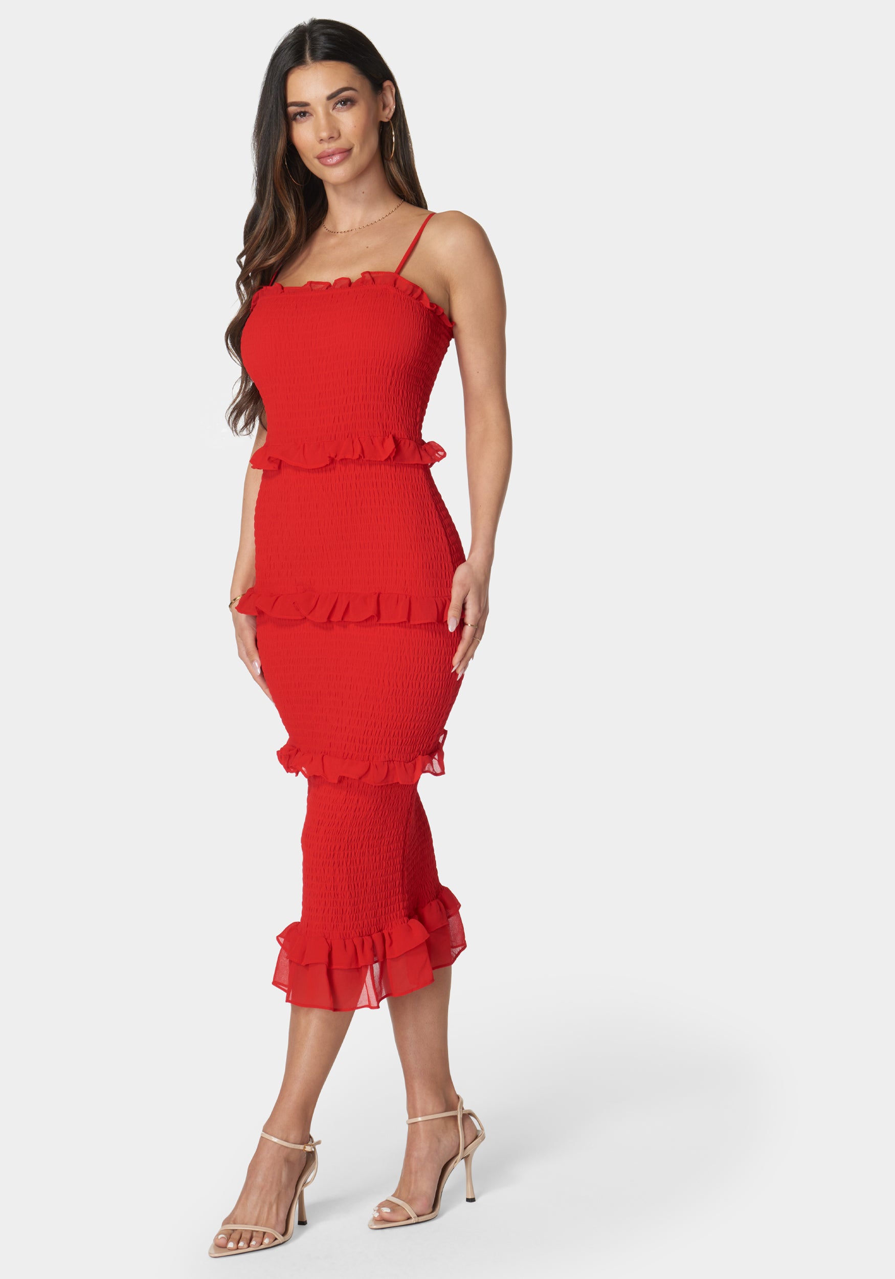 Georgette Smocked Midi Dress