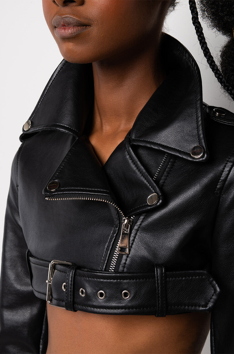 HALF MY HEART ULTRA CROPPED MOTO JACKET