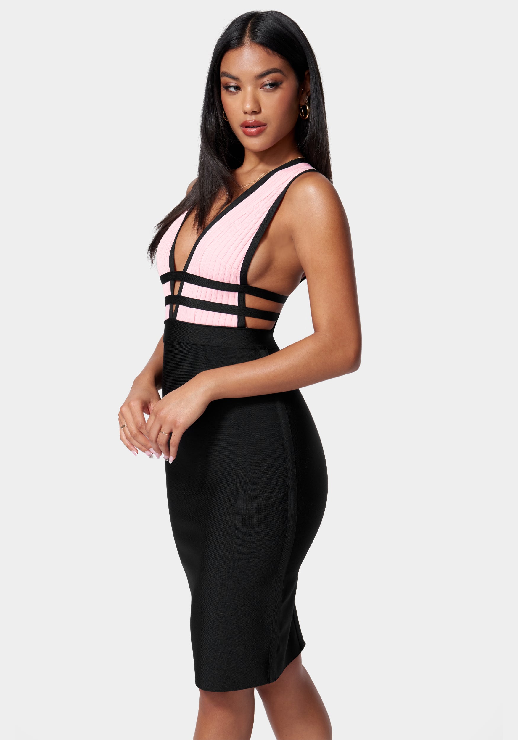 Plunge Neck Bandage Dress