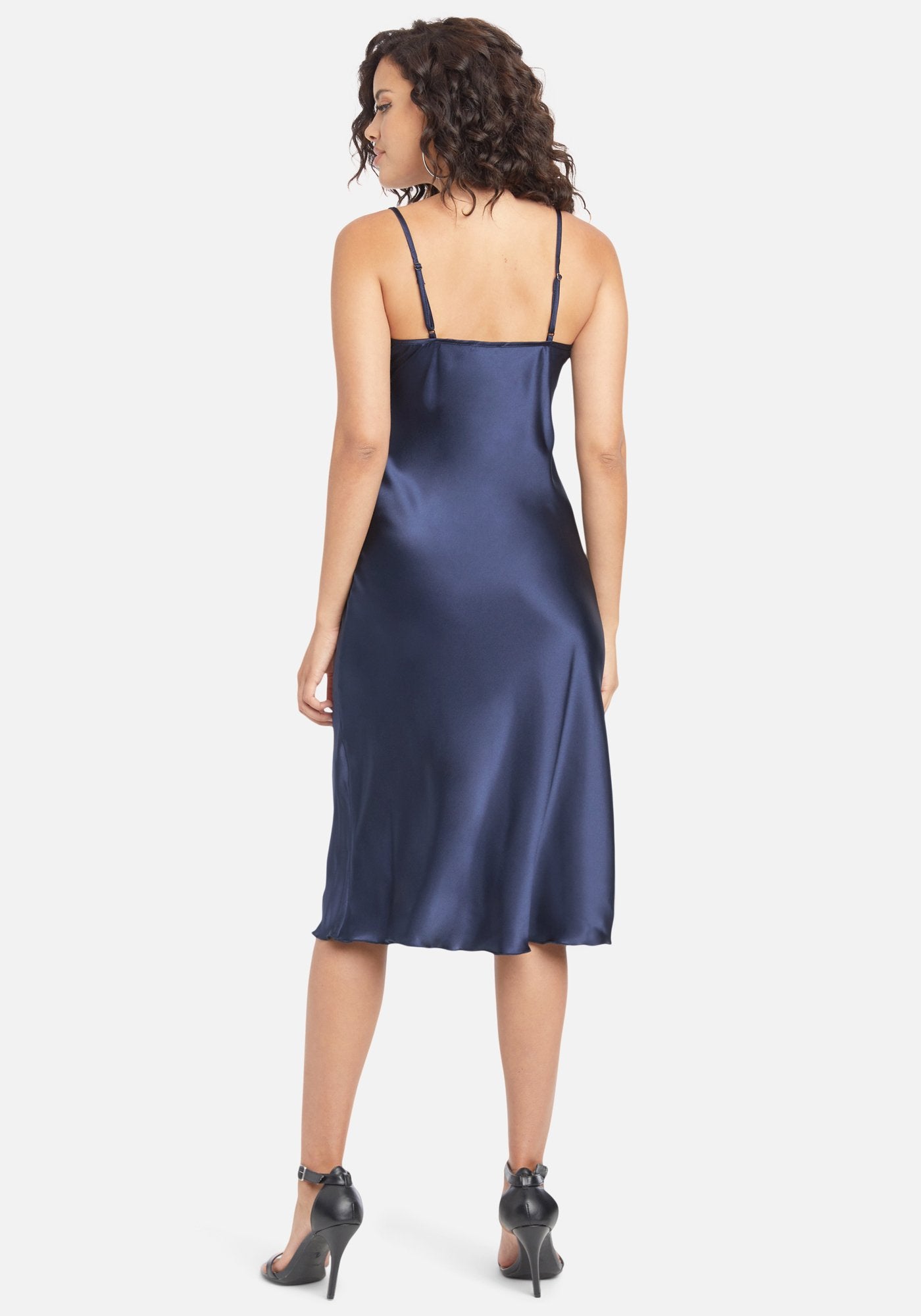 Satin Cowl Neck Slip Midi Dress